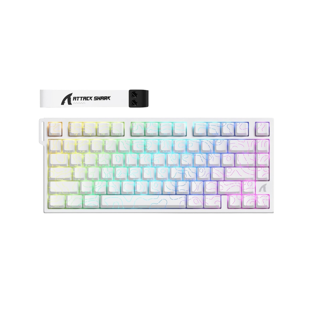 ATTACK SHARK R82HE Rapid Trigger Wired Mechanical Gaming Keyboard TKL NKRO with 8K Polling,0.005mm RT Accuracy,256K Scan Rate,5 Layer Sound Damped,Hall Effect Magnetic Switch for PC Mac(White Contour)