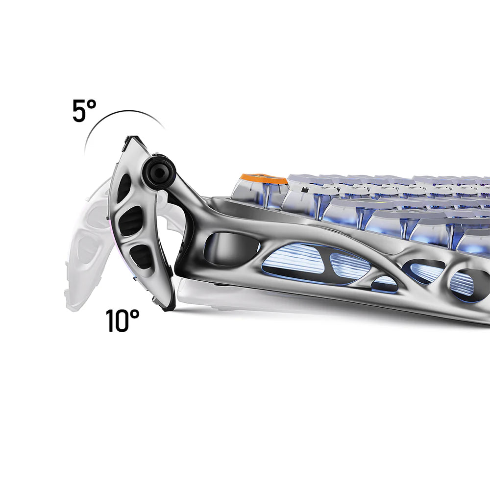 GravaStar Mercury K1 Pro Wireless Mechanical Gaming Keyboard, 75% Layout RGB Custom Keyboard, Hot-Swappable Linear Switches – Aluminum Alloy, Interstellar Silver Brushed Metal Look