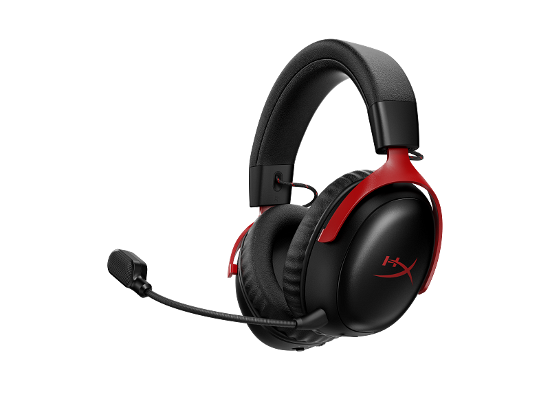 HyperX Cloud III S Wireless Gaming Headset (2.4GHz, Bluetooth), DTS:X Spatial Virtual 3D Surround Sound Spatial Audio3 Battery Life up to 120 Hours 2.4GHz / 200 Hours Bluetooth, Detachable Mic Multi-Platform– Black & Red