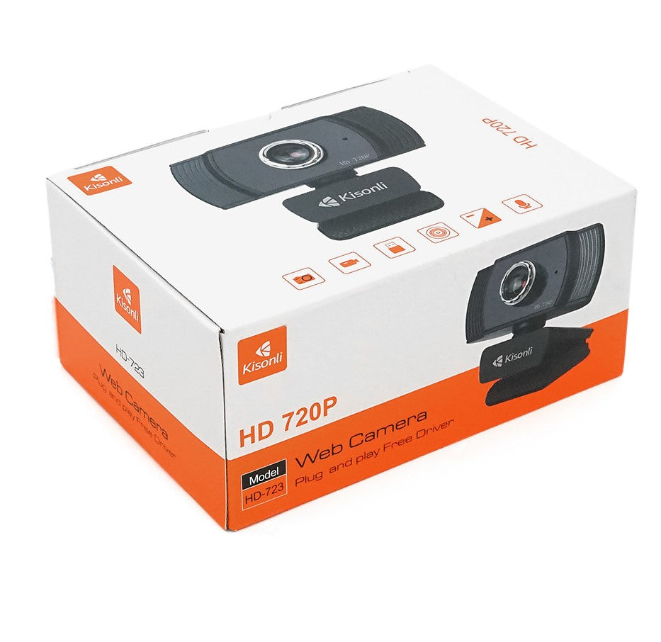 Kisonli HD-723 High Definition Rotatable HD Webcams Computer 720P Webcam with Dual Microphone for PC Laptop