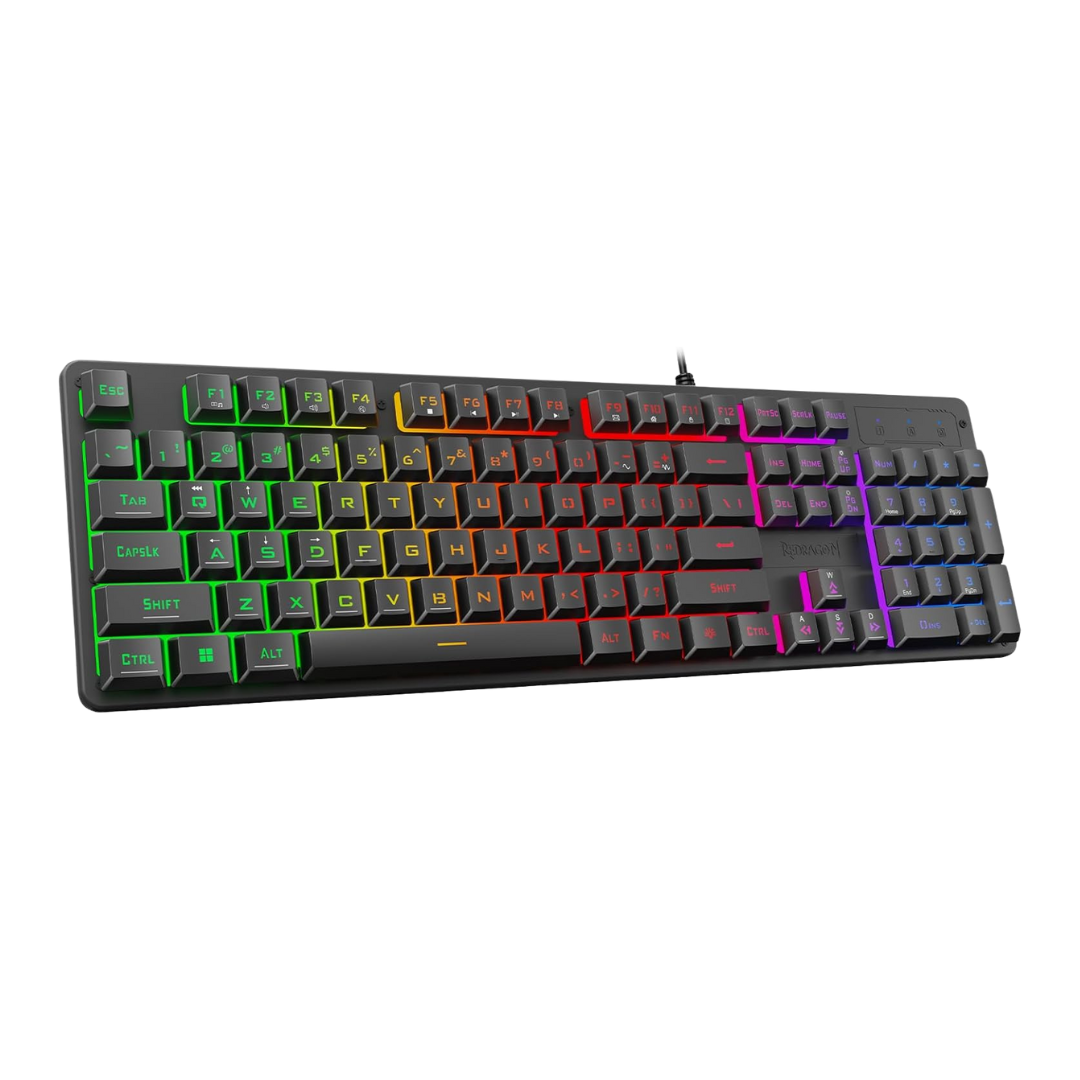 Redragon K521 Upgrade Rainbow LED Gaming Keyboard, 104 Keys Wired Mechanical Feeling Keyboard with Multimedia Keys, One-Touch Backlit, Anti-Ghosting, Compatible with PC, Mac, PS4/5, Xbox