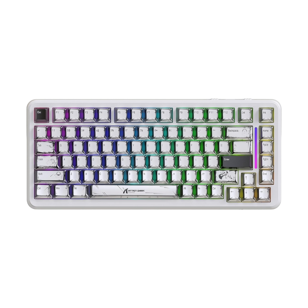 ATTACK SHARK X82PRO HE Wireless Rapid Trigger RGB Mechanical Gaming Keyboard with Adjustable Actuation,2.4G/Wired/BT,8K Polling Rate,Hall Effect Magnetic Switch,5000mAh Battery for PC FPS(White Anime)