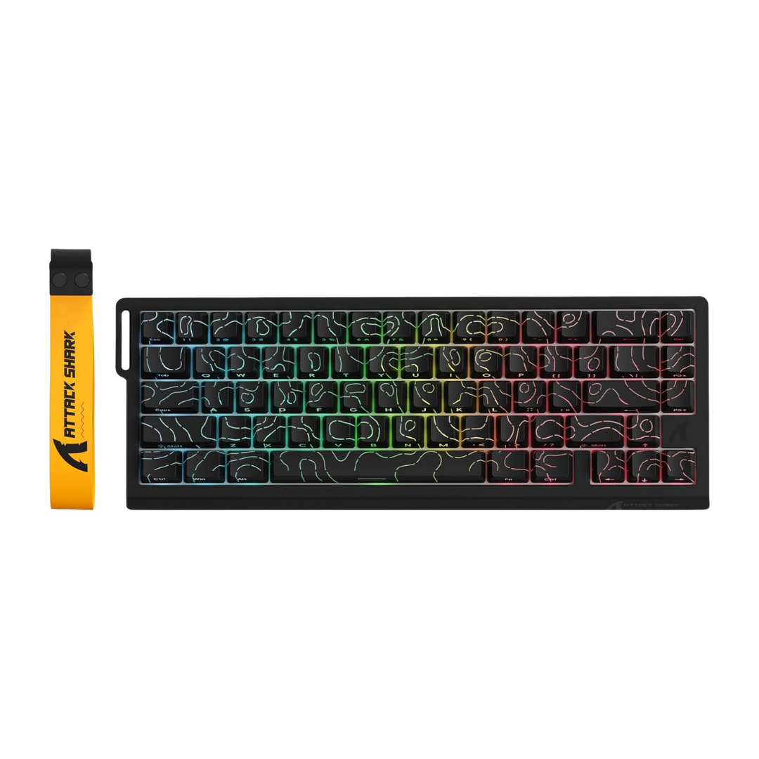 ATTACK SHARK X68 PRO HE Wireless Rapid Trigger Gaming Keyboard with Adjustable Actuation,8K Polling Rate,Hall Effect Magnetic Switch,Hot-Swap,RGB Backlit,BT/2.4GHz/Wired,for FPS Games-Black
