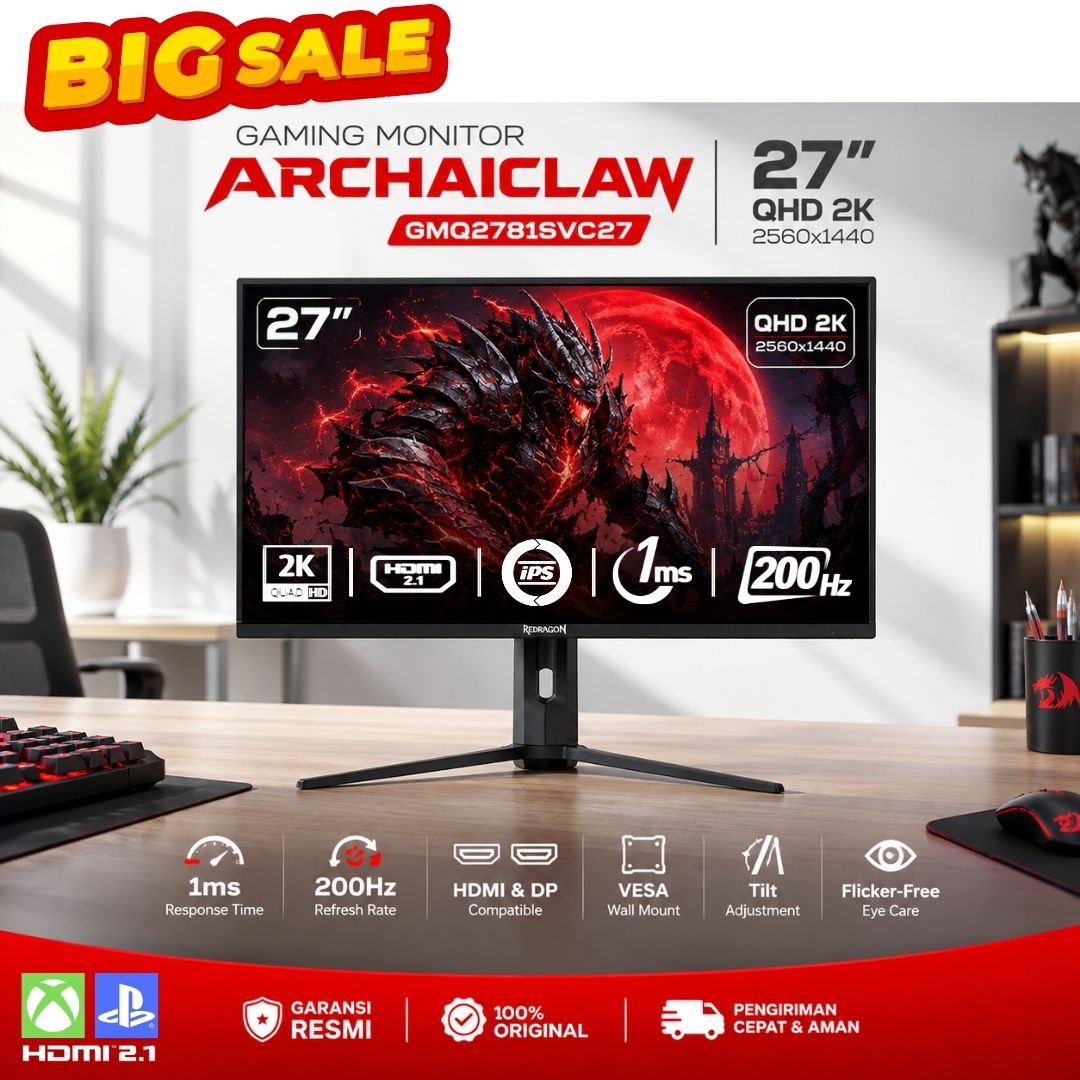 Redragon ARCHAICLAW GMQ2781SVC27 Fast IPS , Flat , 2K GAMING LED MONITOR , 200HZ , 1MS