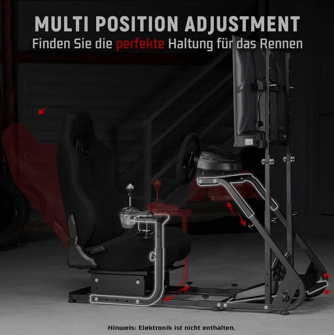 Dardoo Racing Simulator Cockpit with Monitor Stand - TV Mount&Black Seat fit for Logitech G923 Thrustmaster Wheels Fanatec WITHOUT Wheel Shifter Pedal and Display (Monitor Stand Cockpit - Black)