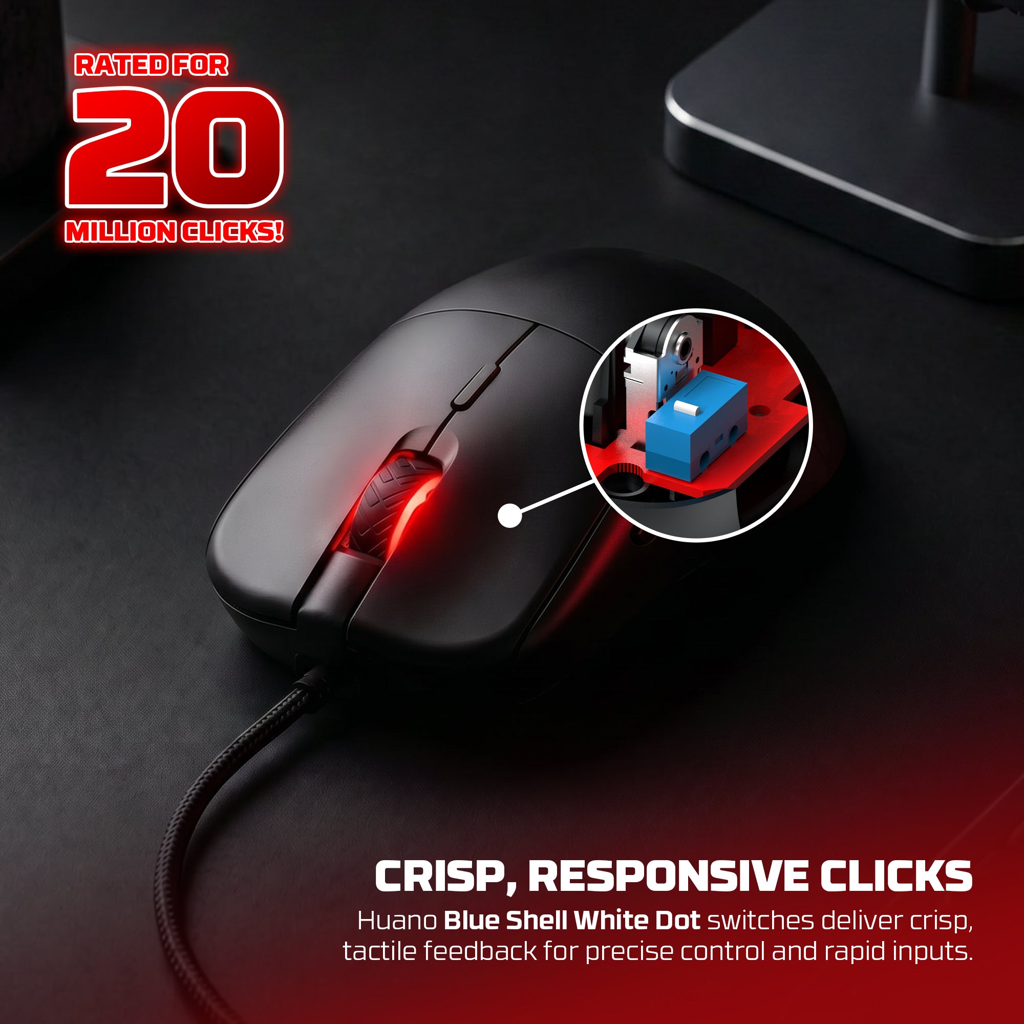 Fantech Helios Neo UX3V2S Wired Gaming Mouse with RGB Lighting 6D Macro Function 400-20000 Adjustable DPI 20 Million Clicks Plug & Play Tracking Speed Up to 450 IPS / 50G Acceleration 1.8m Nylon Braided USB Cable Connectivity 1000Hz Polling Rate