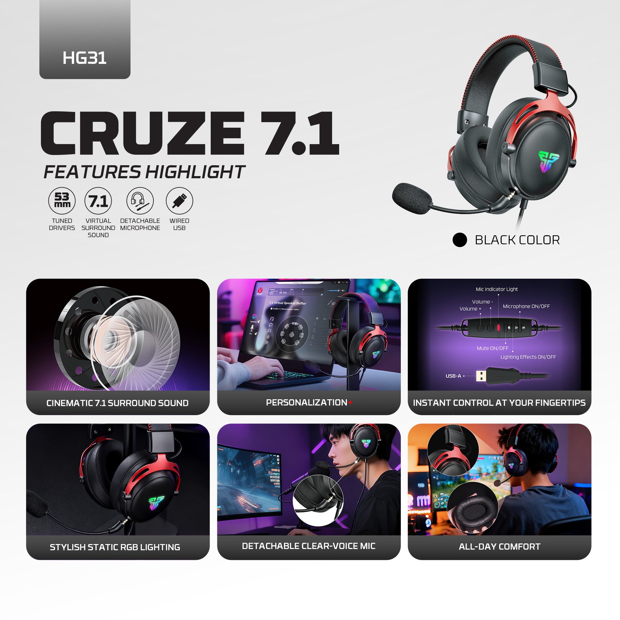 FANTECH HG31 CRUZE 7.1 RGB Gaming Headset