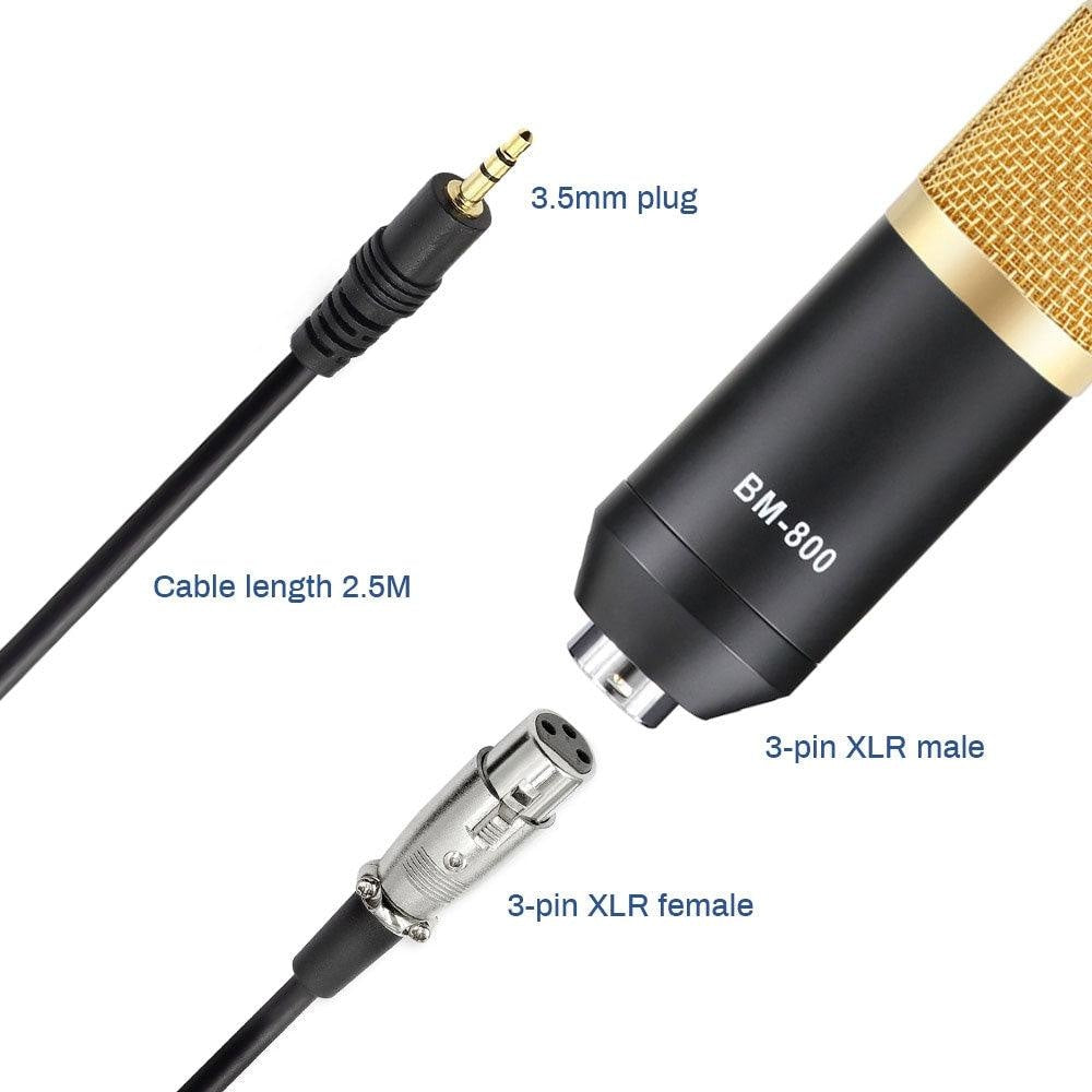 BM 800 Professional Condenser Microphone with V8 Soundcard Streaming