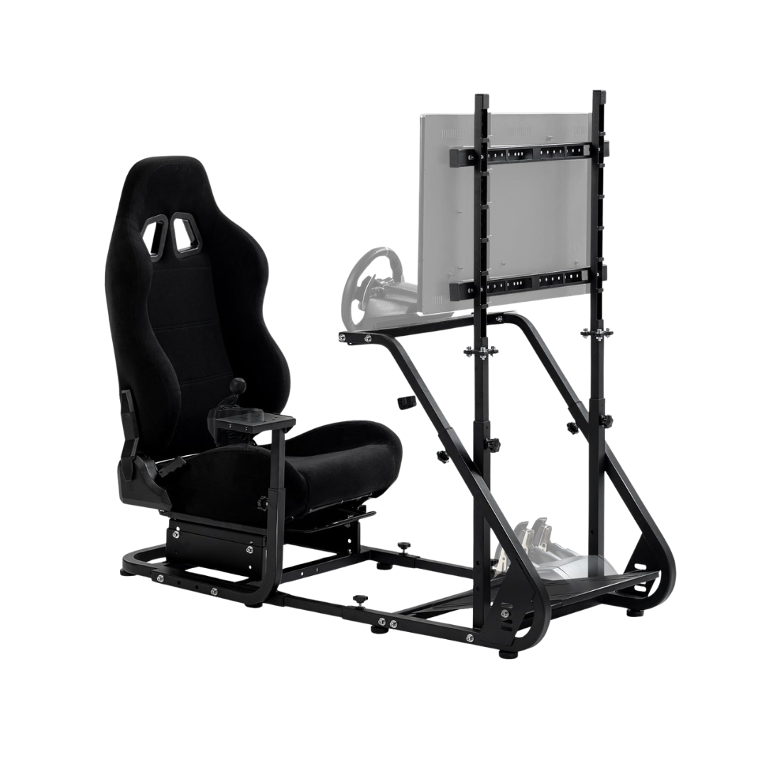 Dardoo Racing Simulator Cockpit with Monitor Stand - TV Mount&Black Seat fit for Logitech G923 Thrustmaster Wheels Fanatec WITHOUT Wheel Shifter Pedal and Display (Monitor Stand Cockpit - Black)
