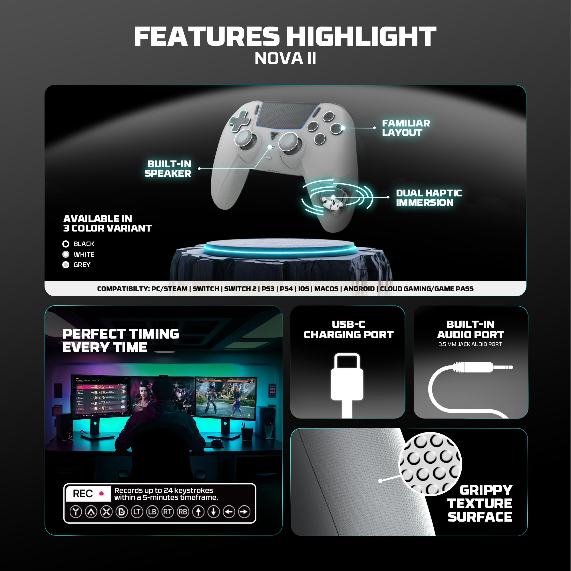 FANTECH WGP16 NOVA II Wireless GAMEPAD - Black