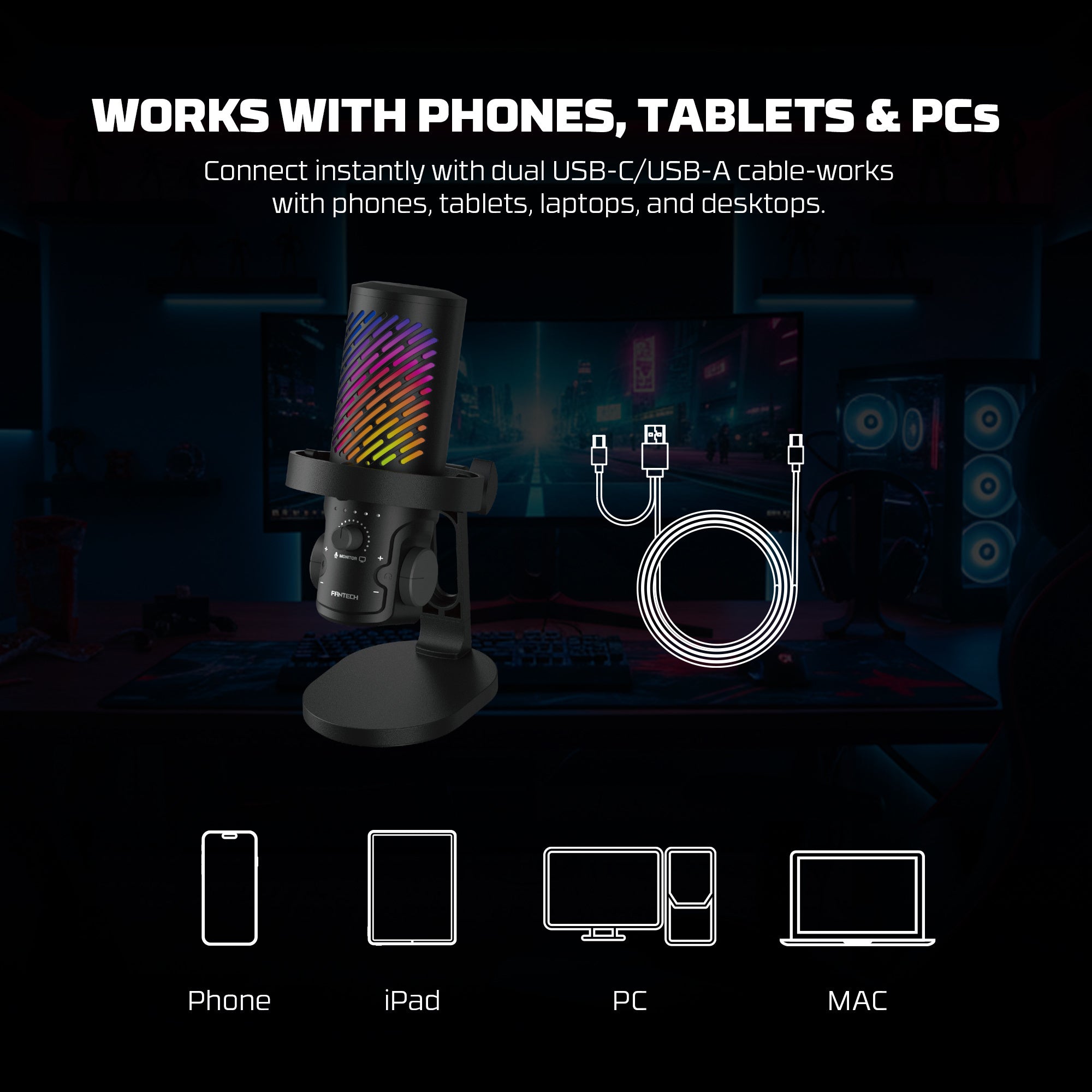 ميكروفون مكثف Fantech MCX04 Leviosa Aura