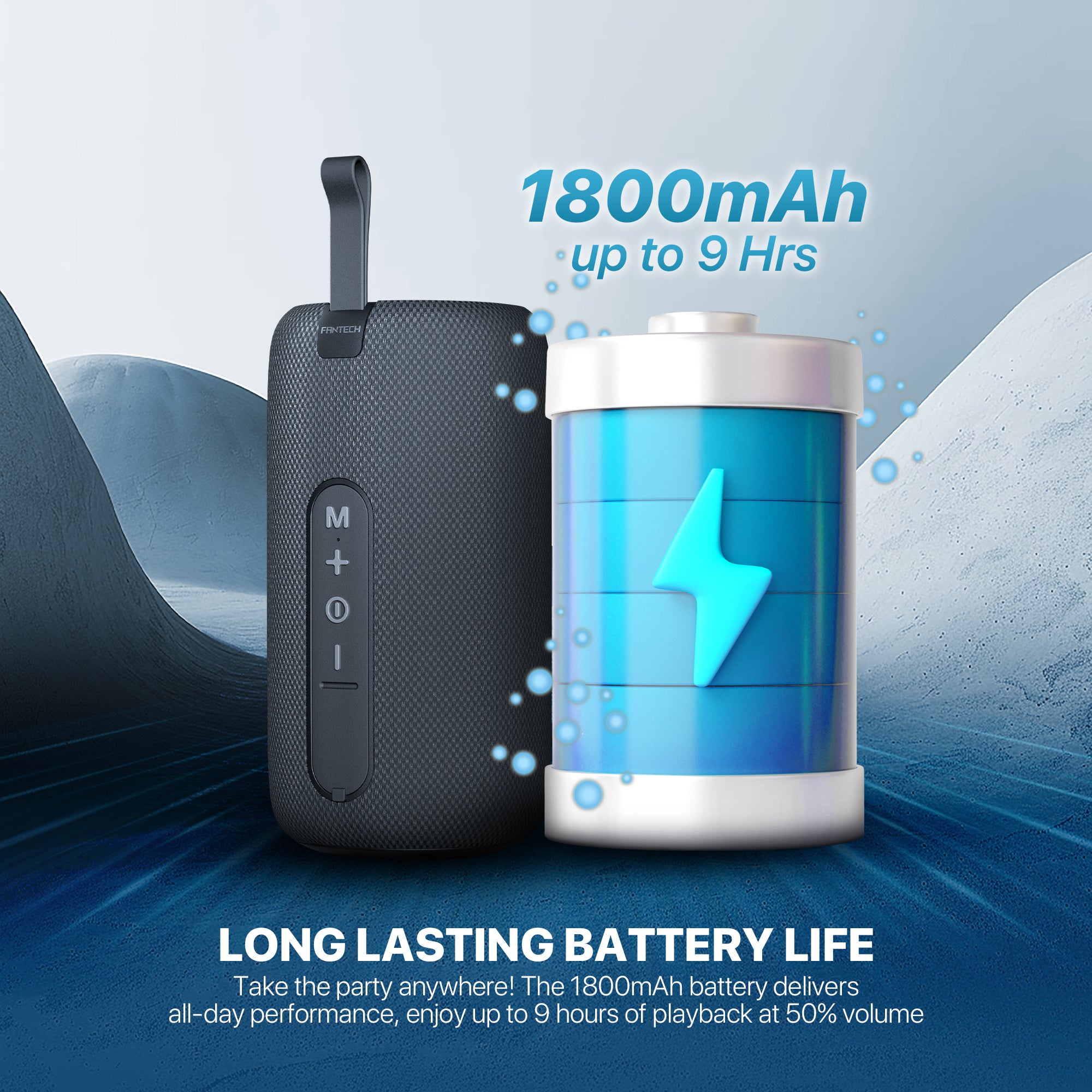 FANTECH BS159 True Wireless RMS Speaker TWS Deep Bass 10W 57mm Driver 4-Way Connectivity BT TF Card USB RGB Portable Speaker - Red