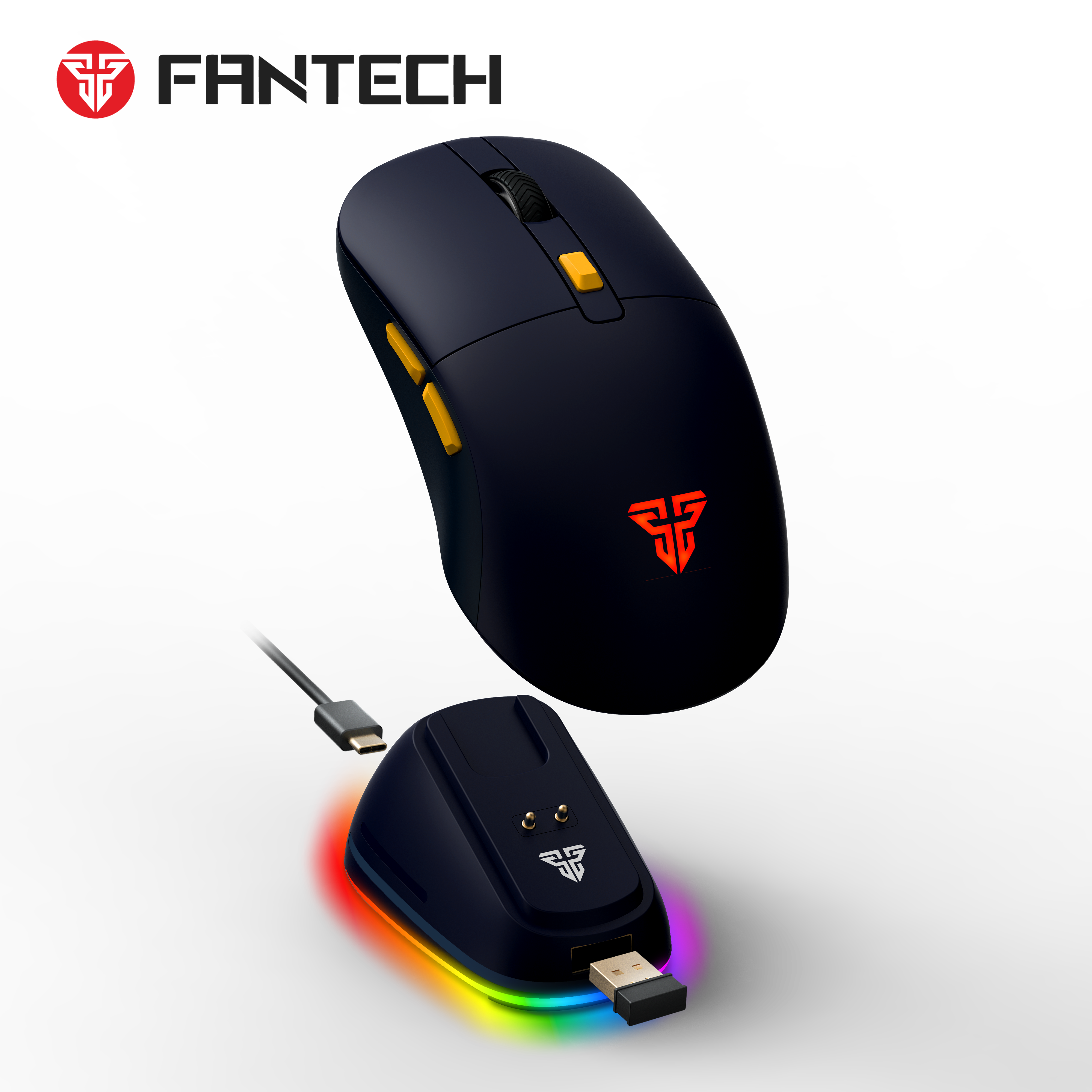 FANTECH WG9RD Wireless Gaming Mouse with Charging Magnetic Base Three Mode 12000DPI Customized E-sports Gamer Mouse