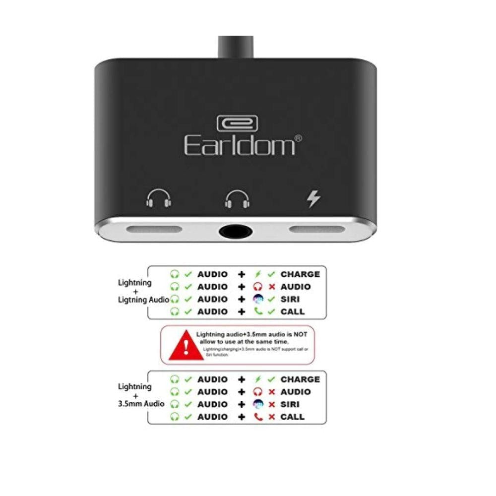 Earldom ET OT30 3in1 Dual Lightning + 3.5 Audio Cables & Chargers