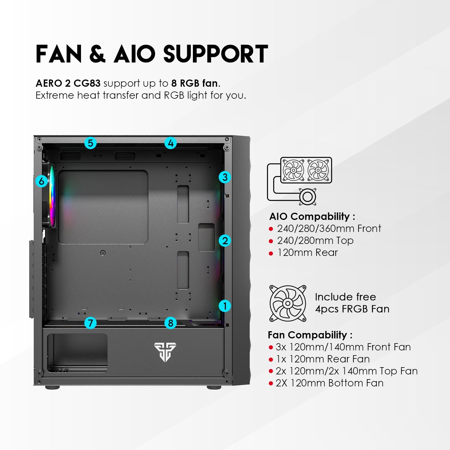 Fantech Aero 2 CG83 Middle Tower Case Tower Case & Monitor