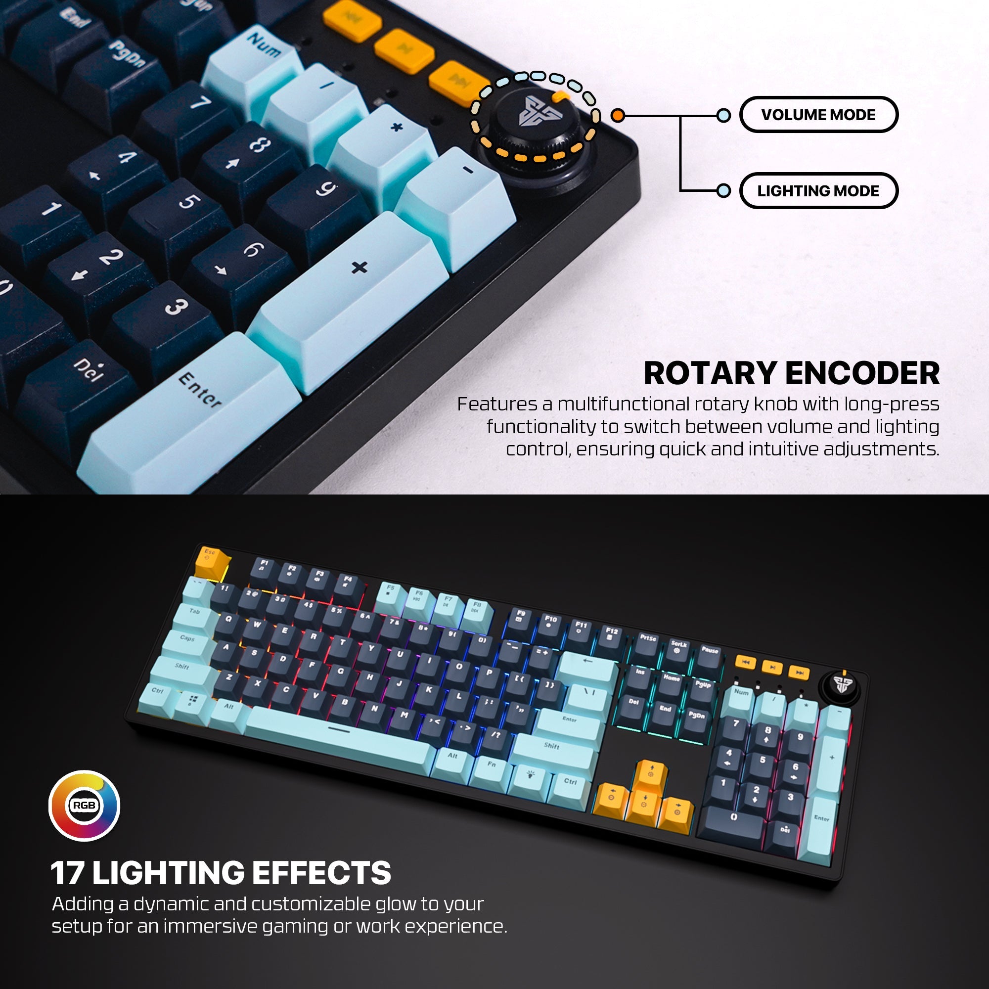 FANTECH ATOM107S MK893S MECHANICAL GAMING KEYBOARD MIZU EDITION SKY BLUE
