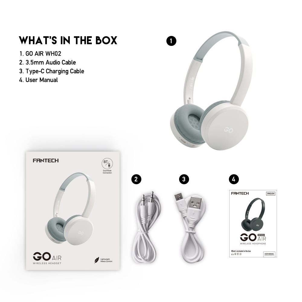 Fantech GO AIR WIRELESS HEADPHONE WH02 Audio