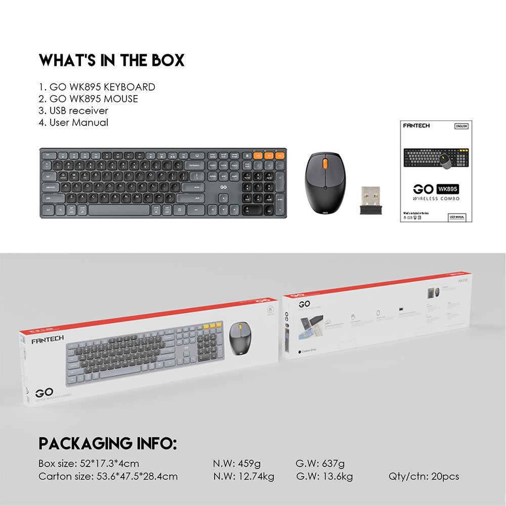 Fantech GO POP WK895 Office Wireless Combo Bundle