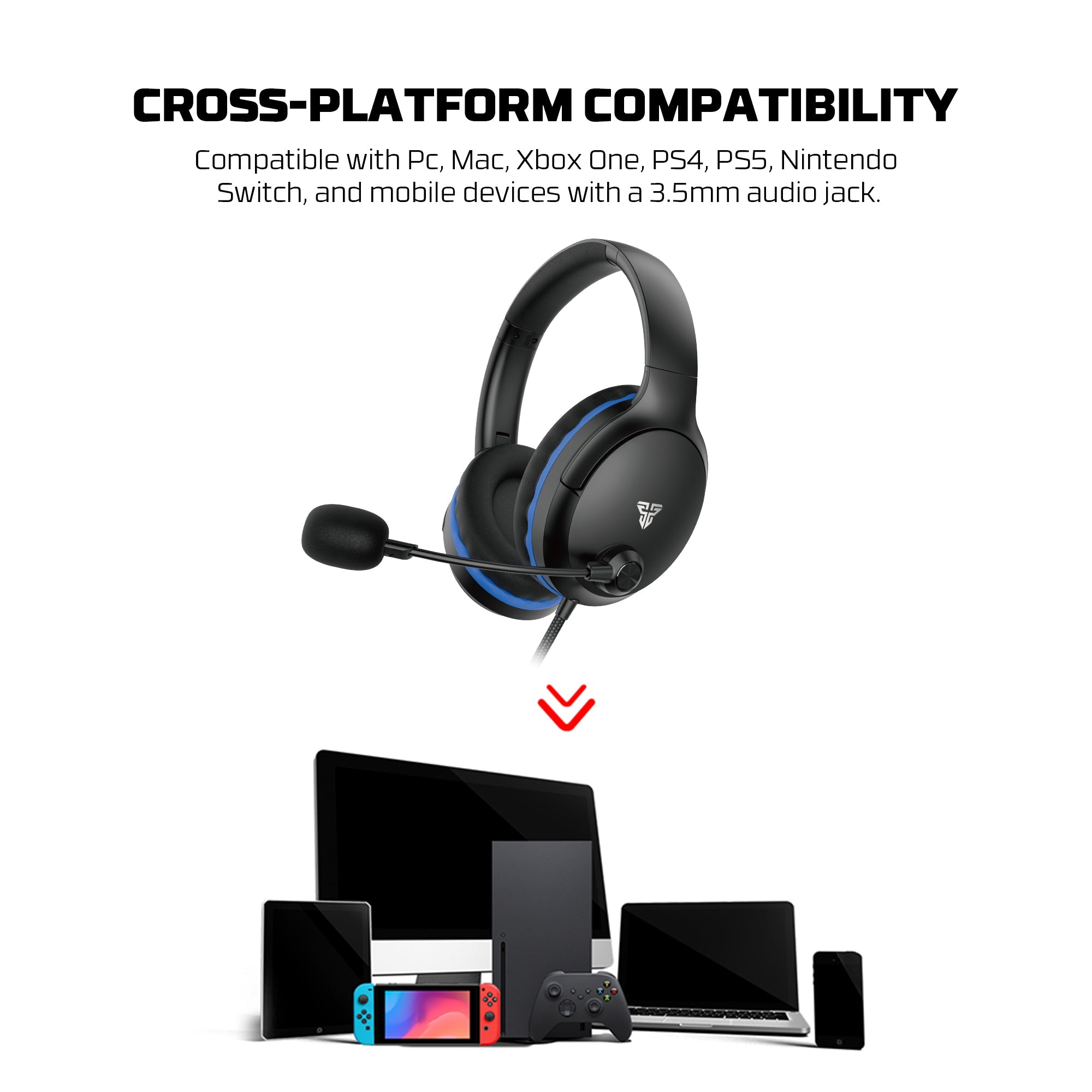 FANTECH MH89 VALOR II Multi Platform Gaming Headset White Headset 3.5