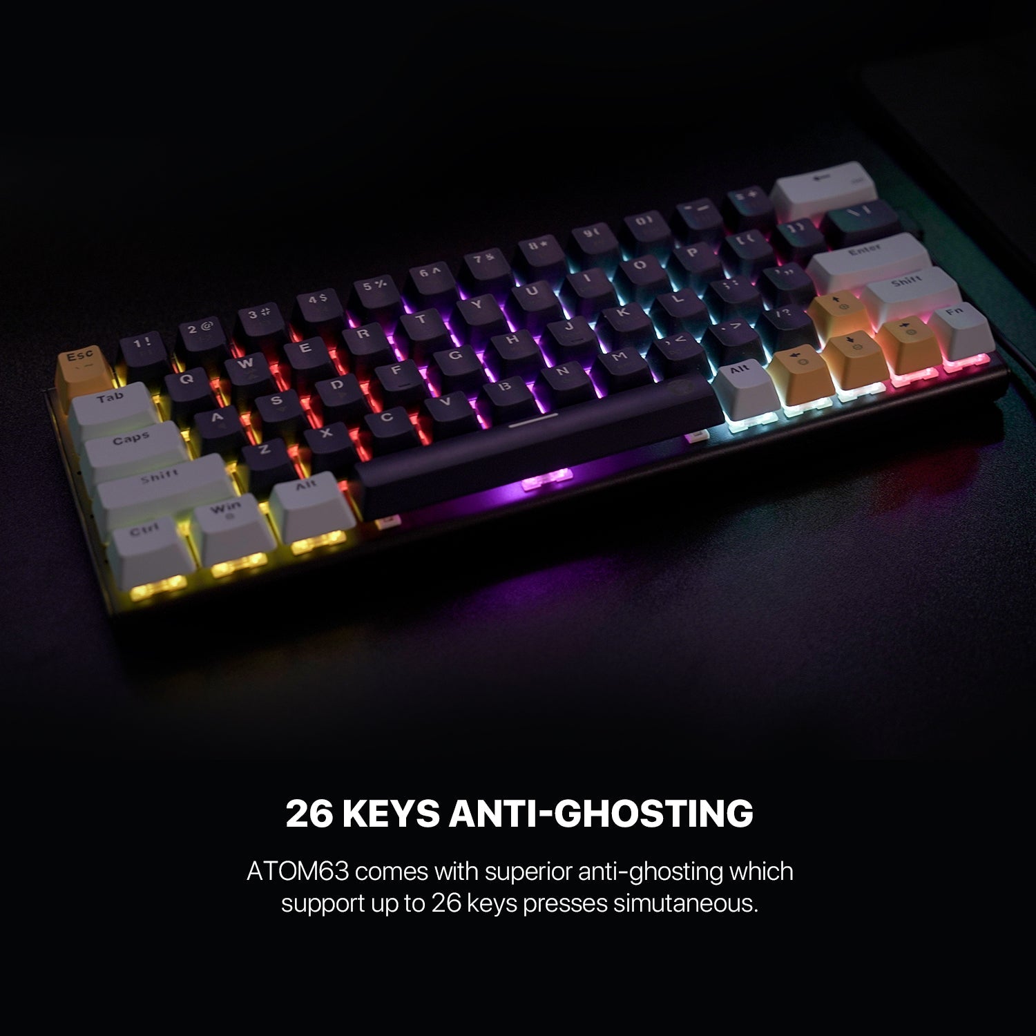 Fantech MK874 V2 Atom 63 Hot swappable Mechanical Keyboard Navy Blue Keyboard
