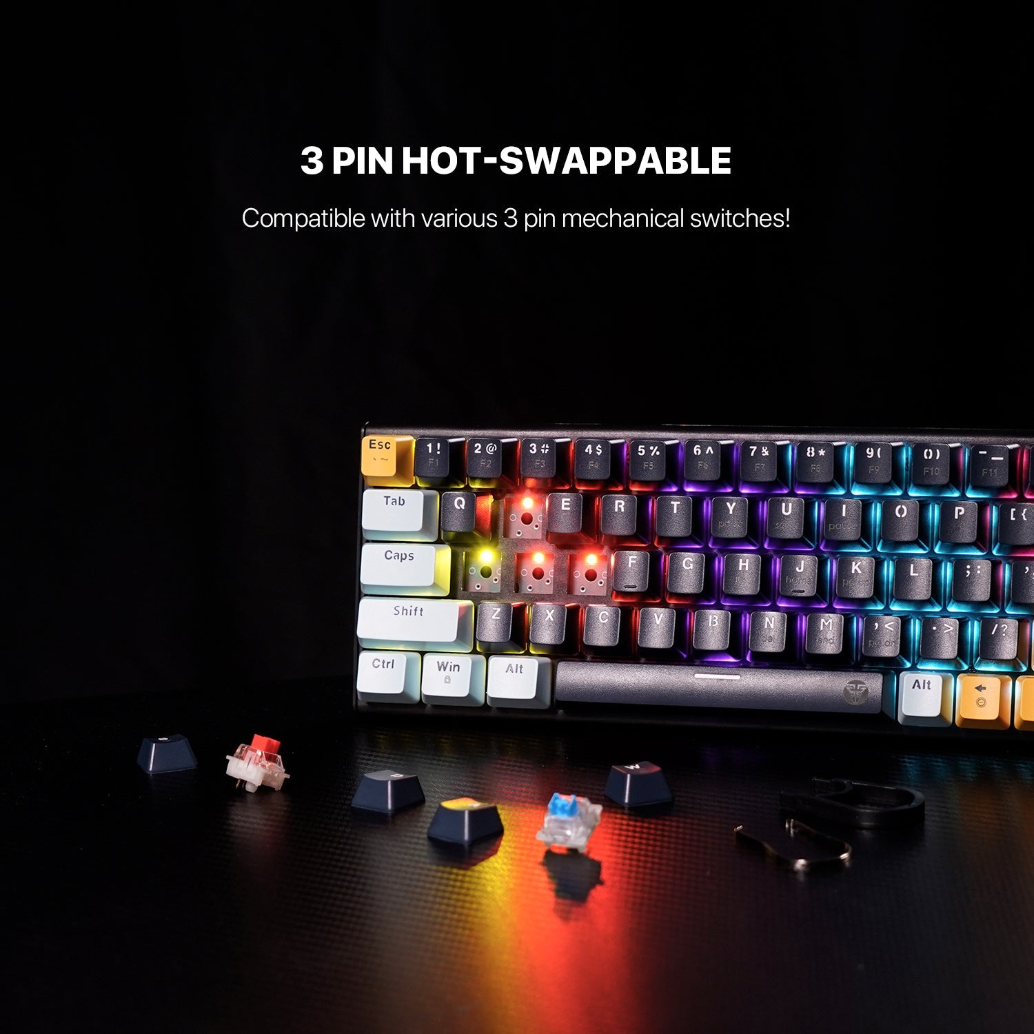 Fantech MK874 V2 Atom 63 Hot swappable Mechanical Keyboard Navy Blue Keyboard