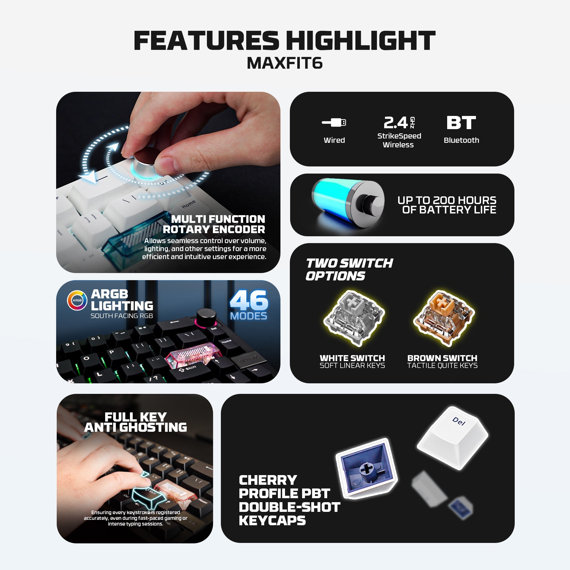 FANTECH MK920 MAXFIT6 Wireless Mechanical Gaming Keyboard White Keyboard