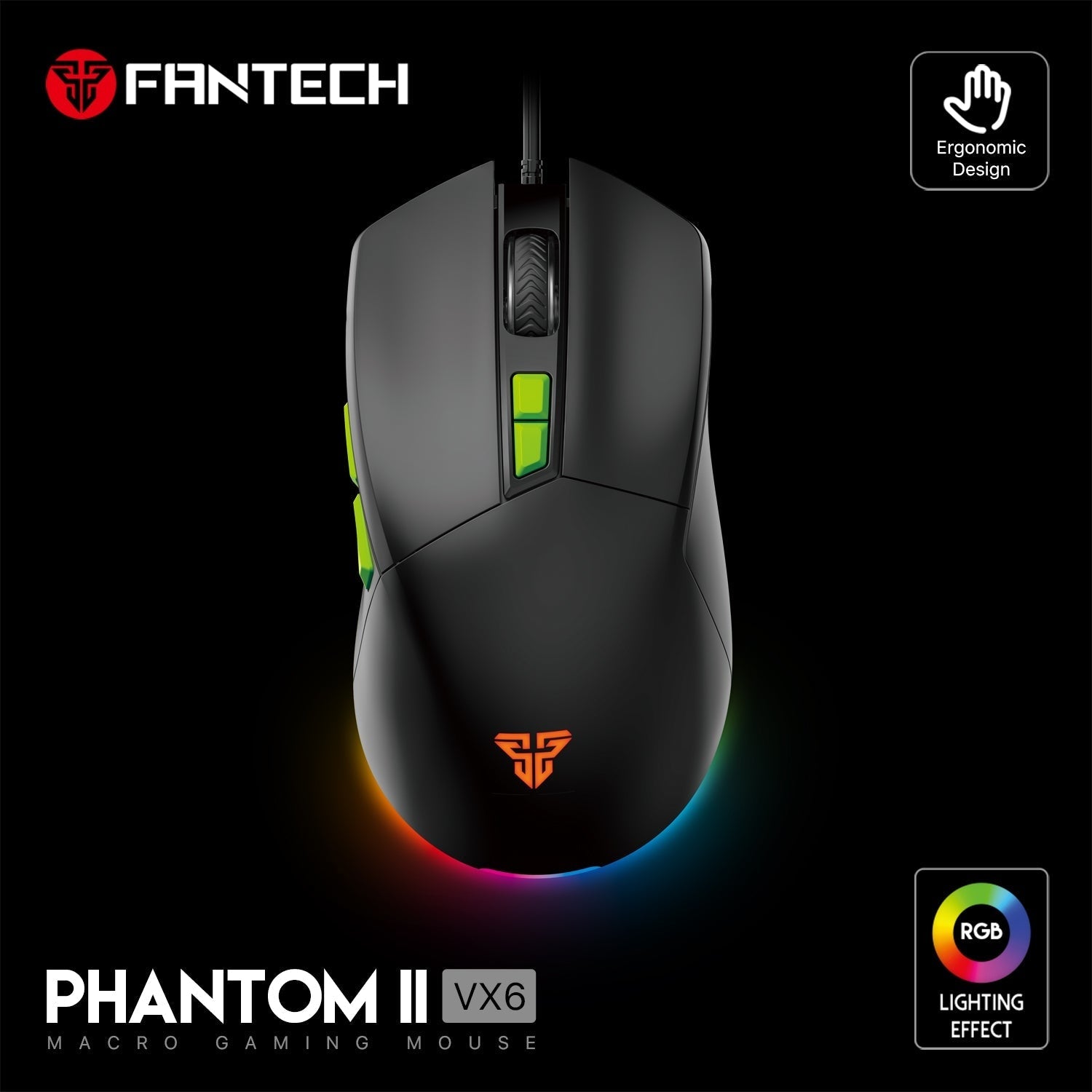 Fantech Phantom II VX6 Neon Macro Gaming Mouse Mouse
