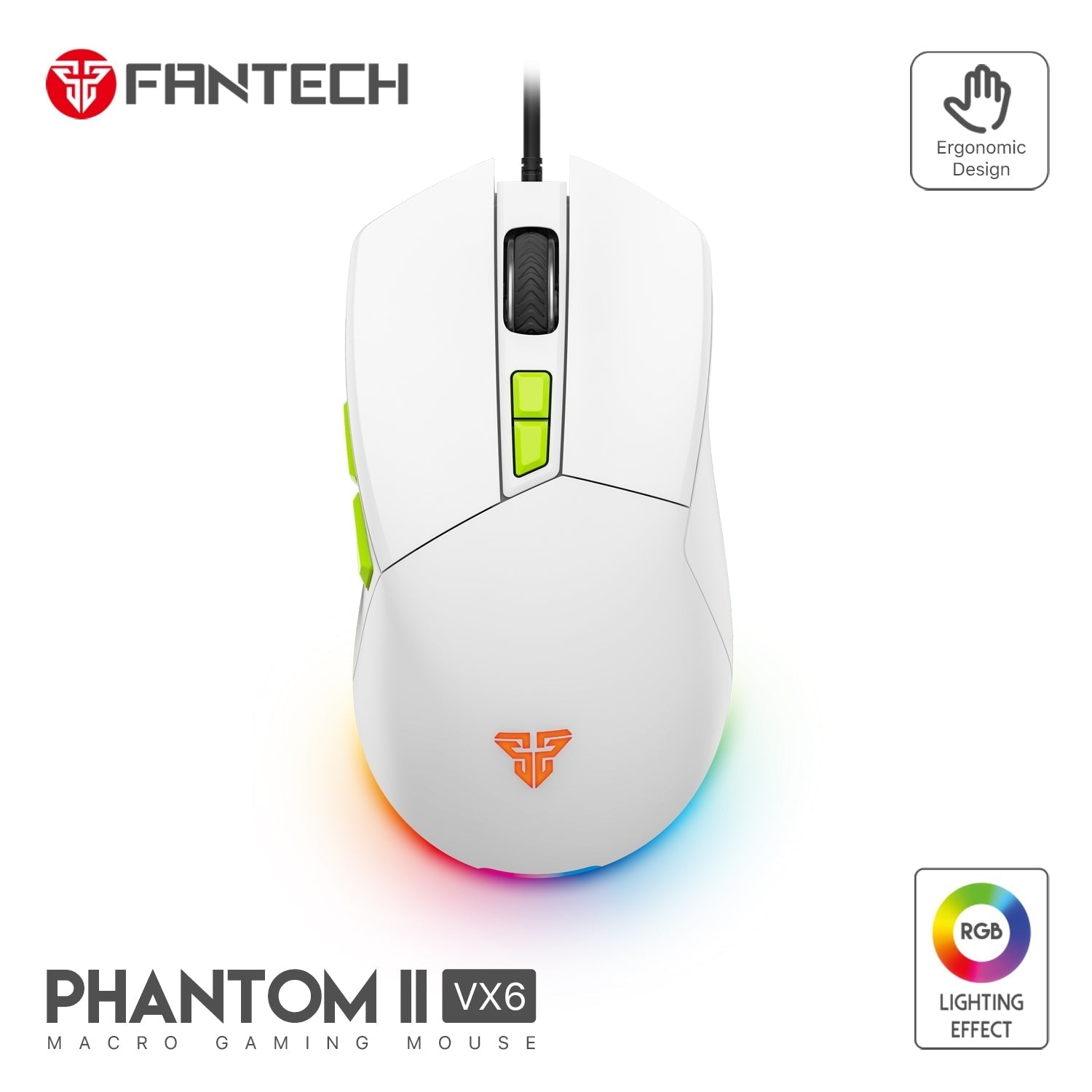Fantech Phantom II VX6 Neon Macro Gaming Mouse Mouse