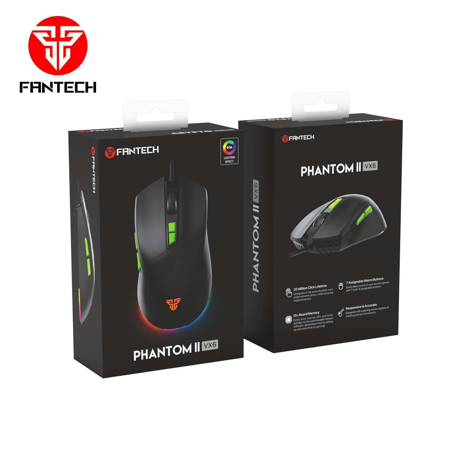 Fantech Phantom II VX6 Neon Macro Gaming Mouse Mouse
