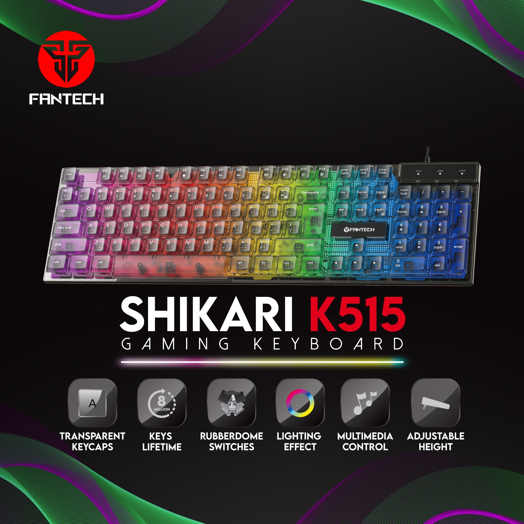 Fantech Shikari K515 RGB Membrane Gaming Keyboard Keyboard