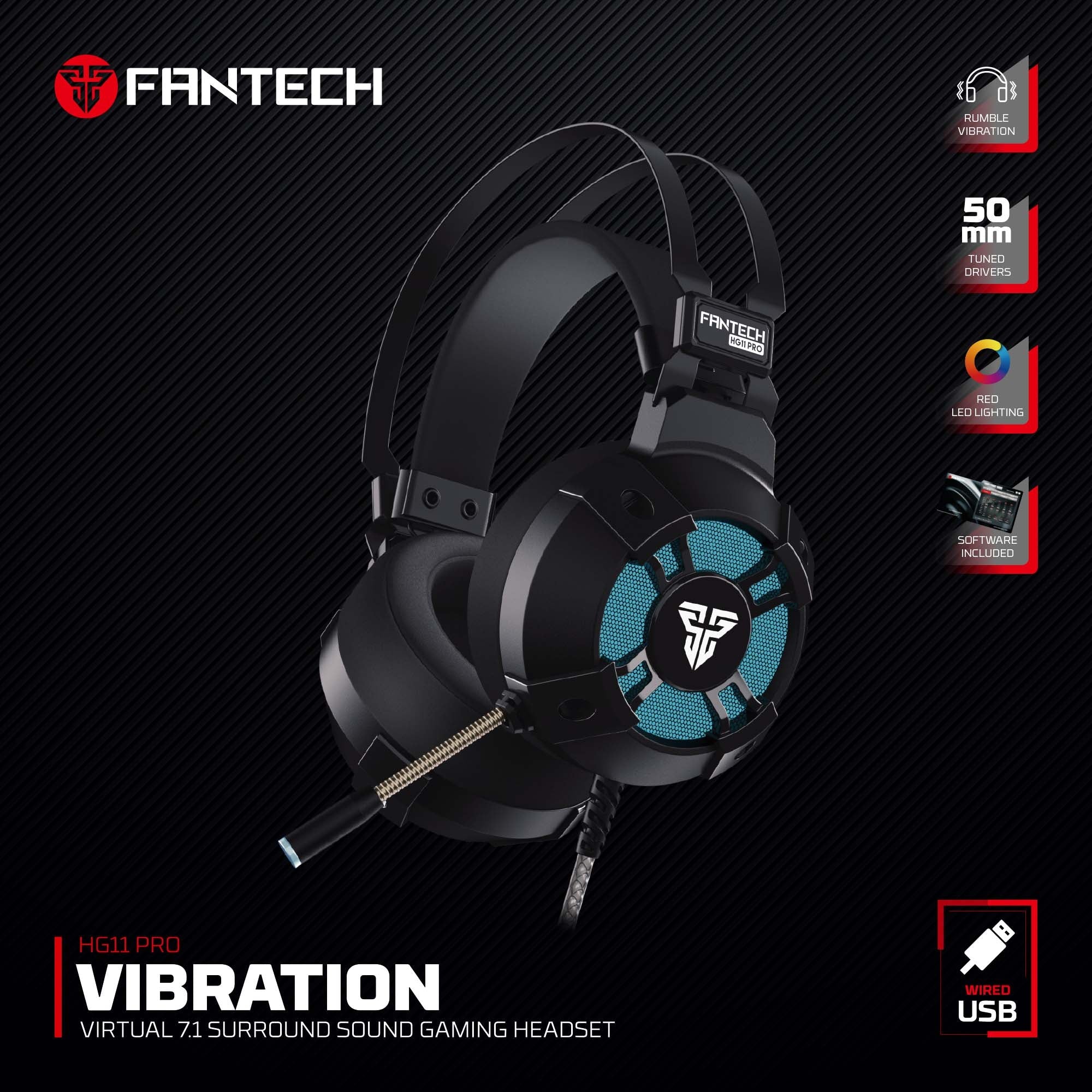 headset mit vibration Fantech Vibration Hg11 Pro 7.1 Space Edition Gaming Headset