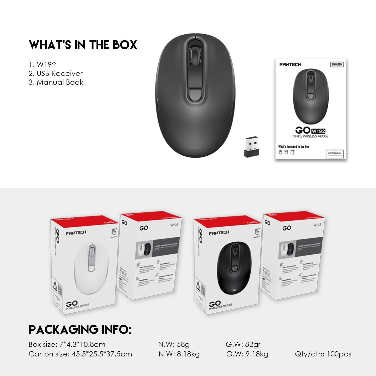 Fantech W192 GOWireless Mouse with Silent Click Mouse