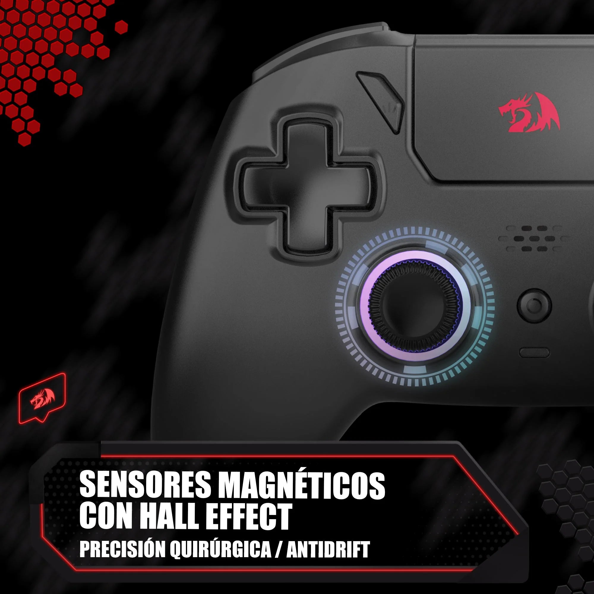 Redragon Darkflame Black Gamer Controller with Analog LEDs and Hall Effect G820 Triggers