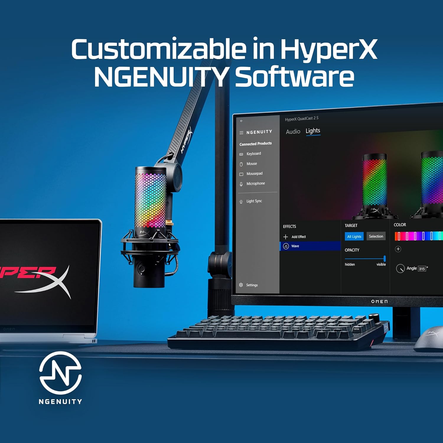 HyperX QuadCast 2 S – USB Microphone with RGB Lighting Streaming and Podcasting
