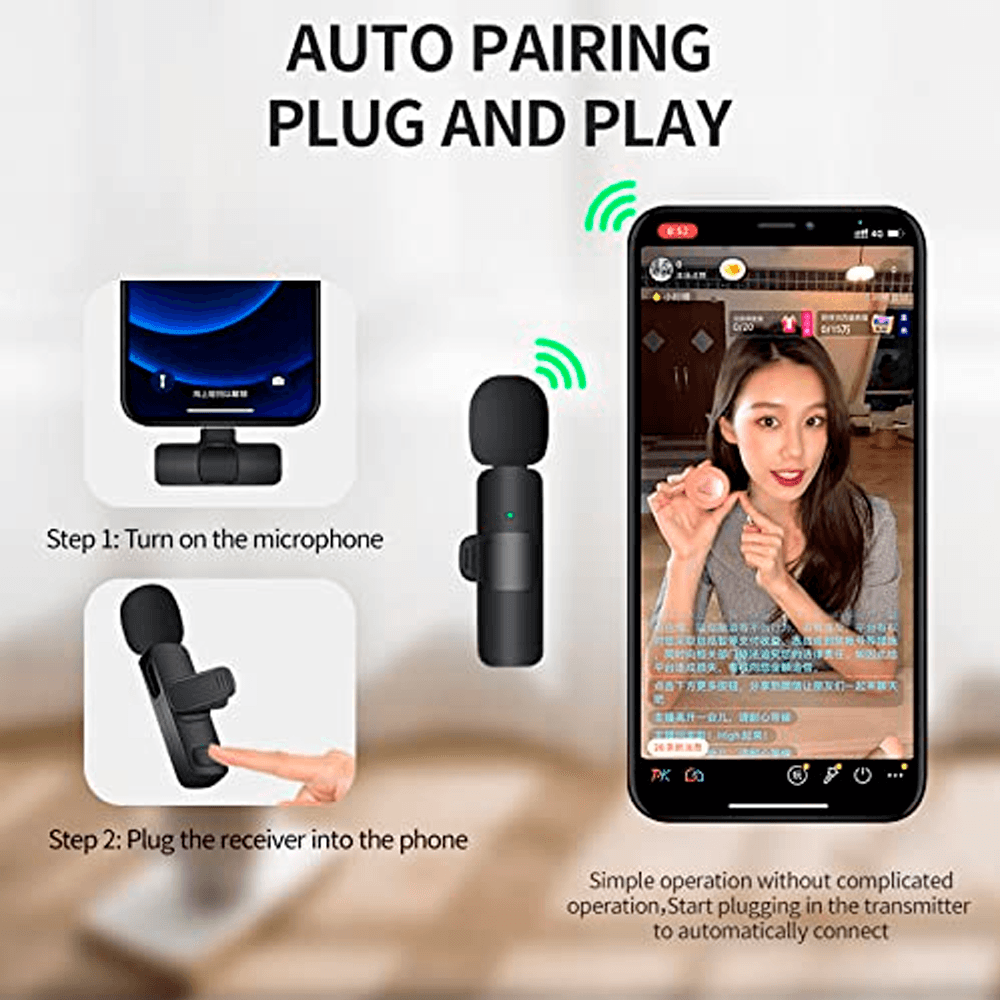 K8 Wireless Collar Mic iPhone/Android & Type C Streaming