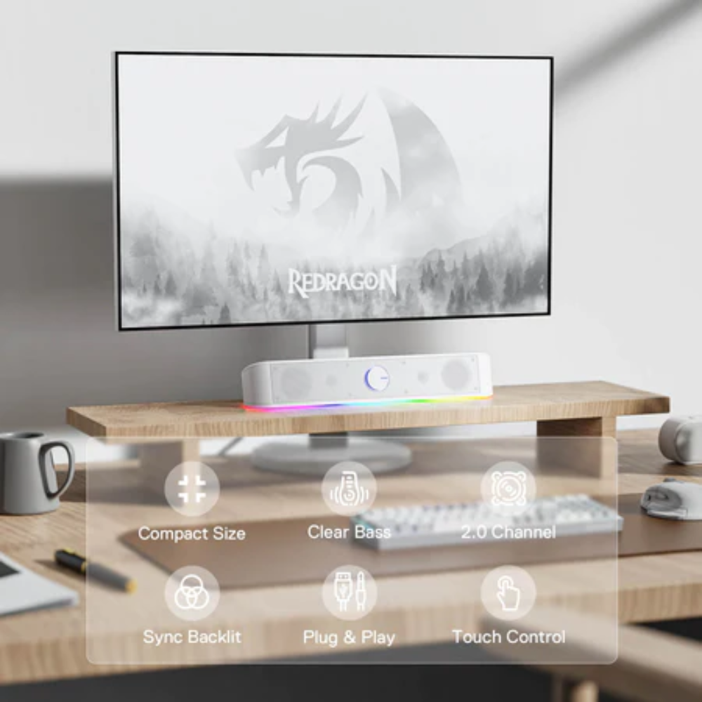 Redragon GS560 Adiemus Gaming Speaker | White Audio