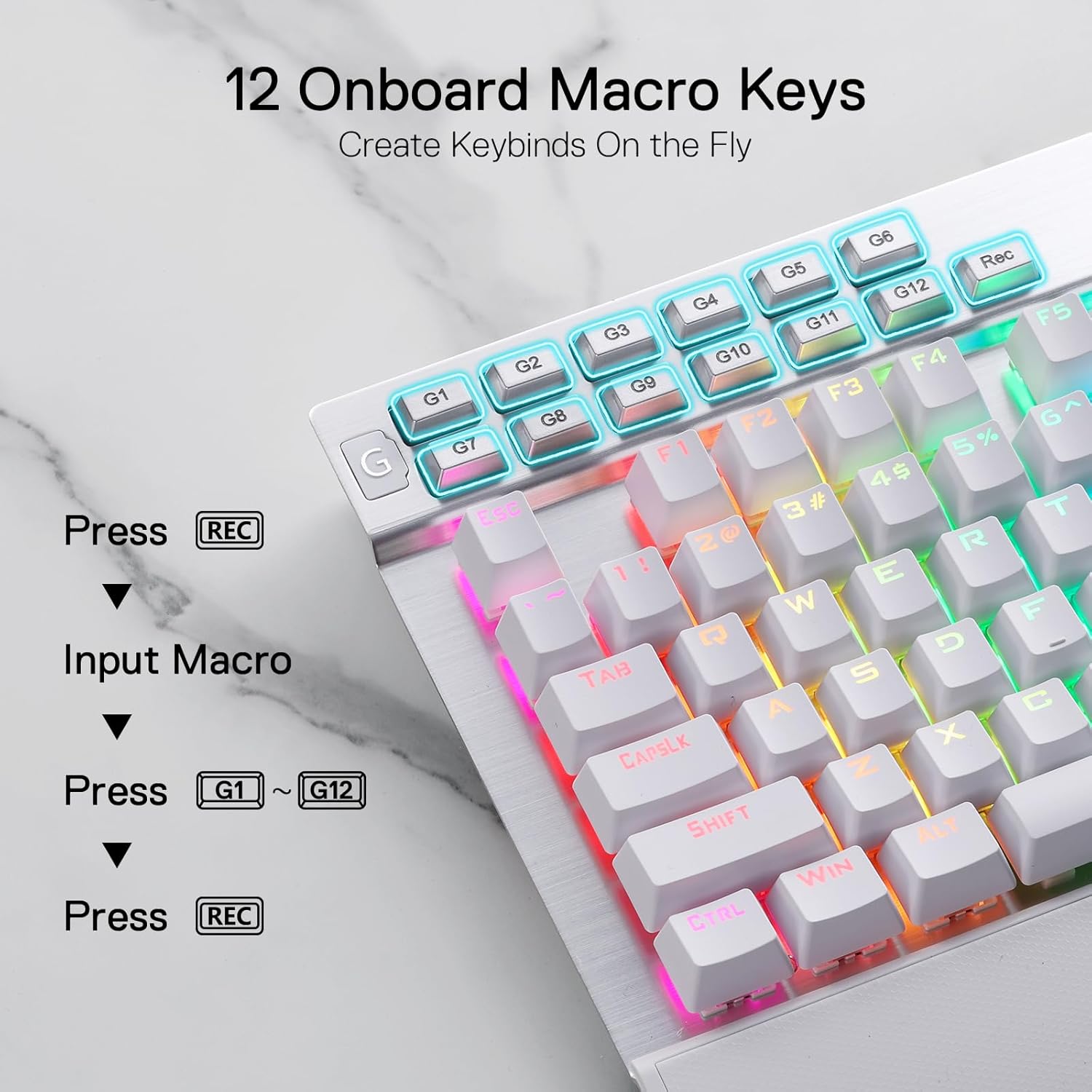 Redragon K550 RGB Gaming Keyboard 104 Keys + 12 Macro G Keys Wired Mechanical
