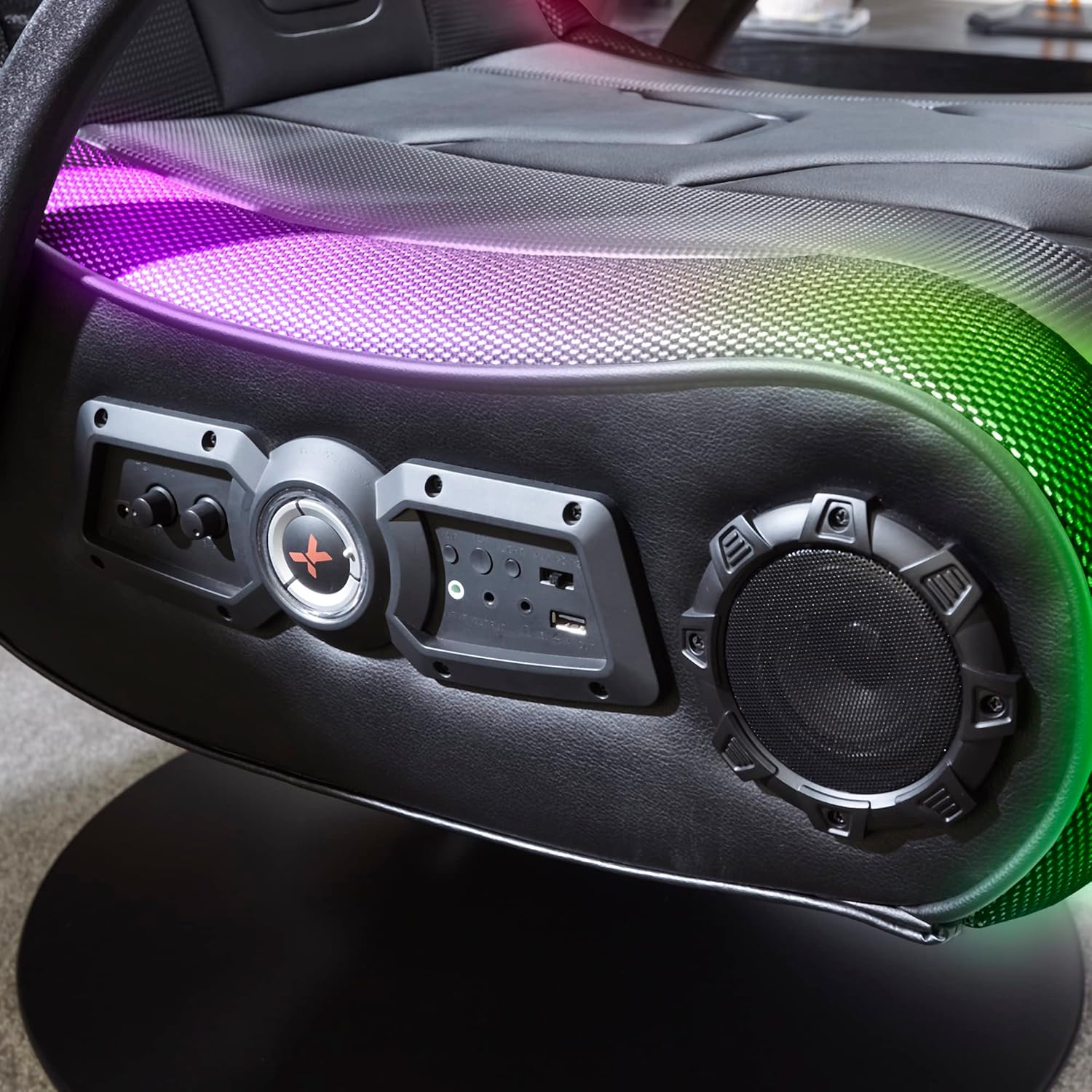 X rocker monsoon rgb 4.1 stereo audio gaming chair with vibrant led lighting