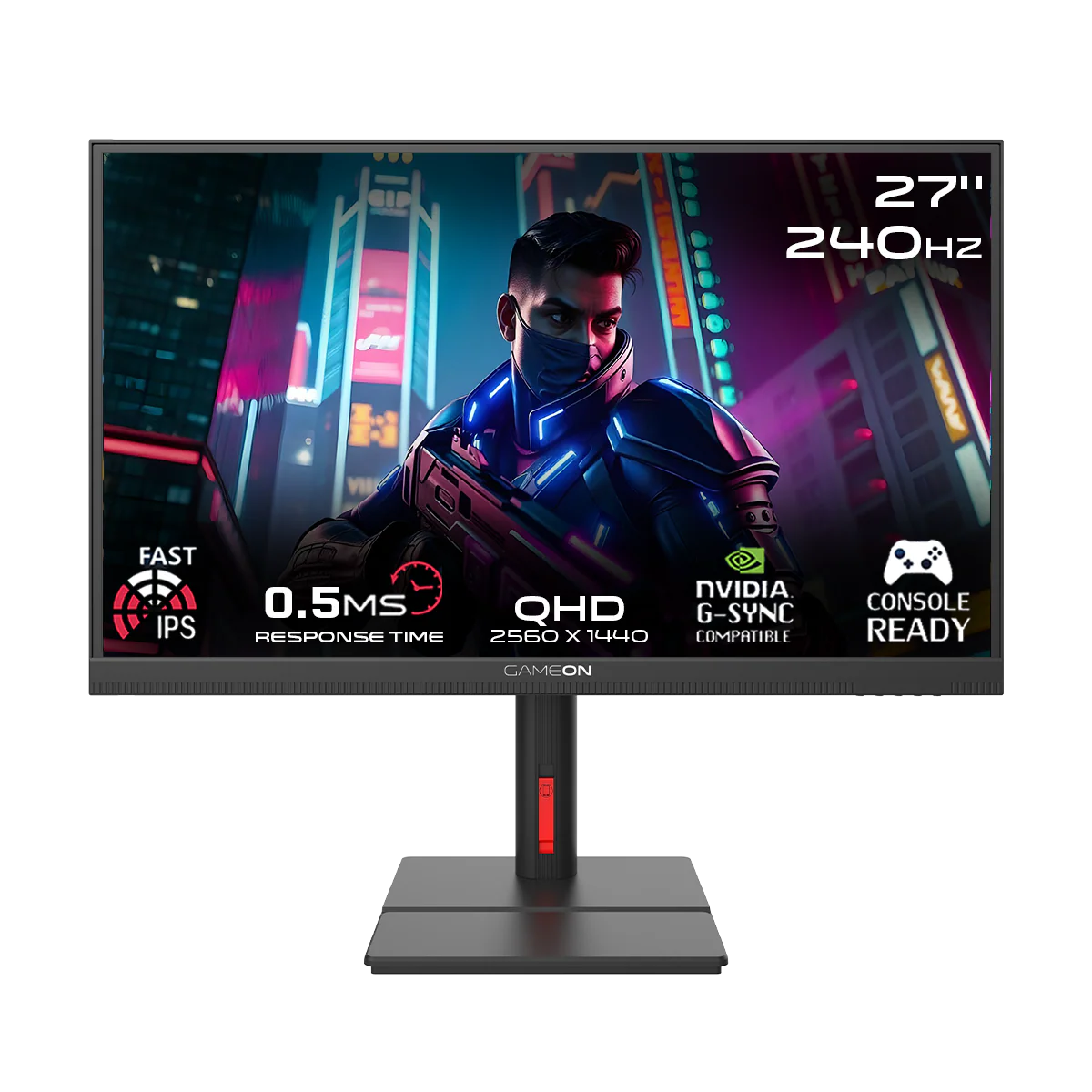 GAMEON GOML27QHD240IPS Midnight Signature Series 27" QHD, 240Hz, MPRT 0.5ms, HDMI 2.1, Fast IPS Mini LED Gaming Monitor (Supports PS5) - Black