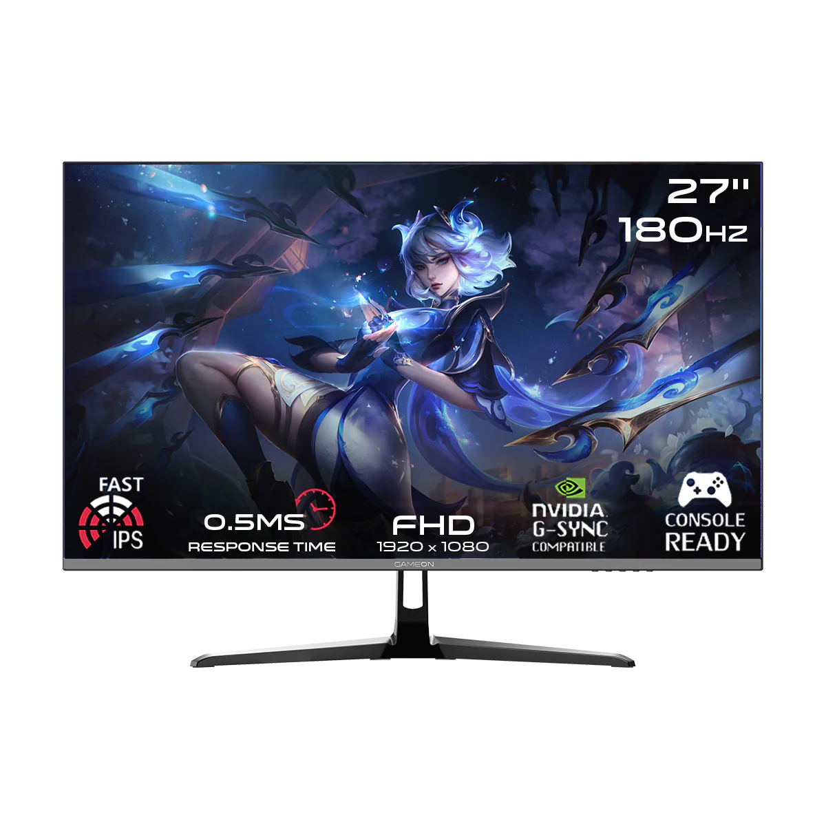 GAMEON GOPS27180IPS Pro Series 27" FHD, 180Hz, MPRT 0.5ms, HDMI 2.1, Fast IPS Gaming Monitor (Supports PS5) - Black