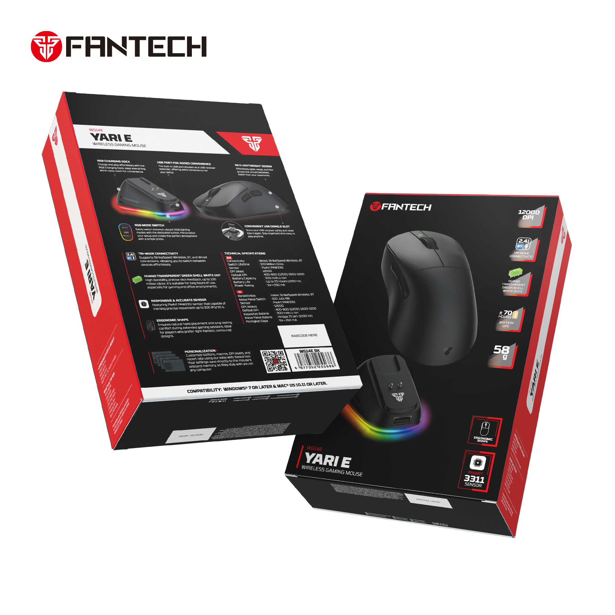 Fantech WG14E YARI E Ergonomic Wireless Gaming Mouse