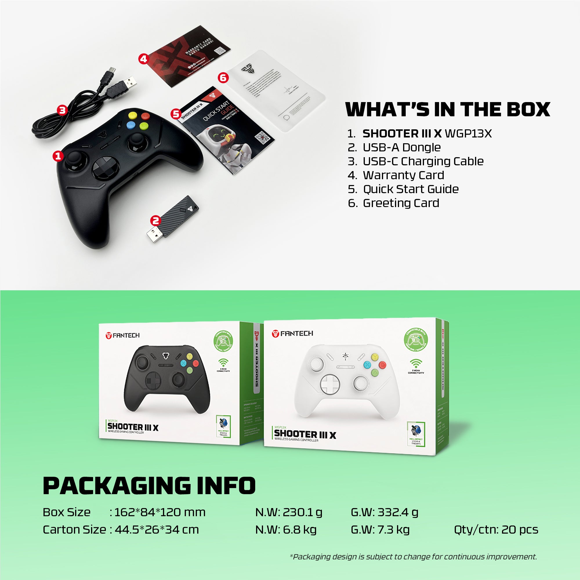 FANTECH WGP13X SHOOTER III X WIRELESS GAMING CONTROLLER WHITE