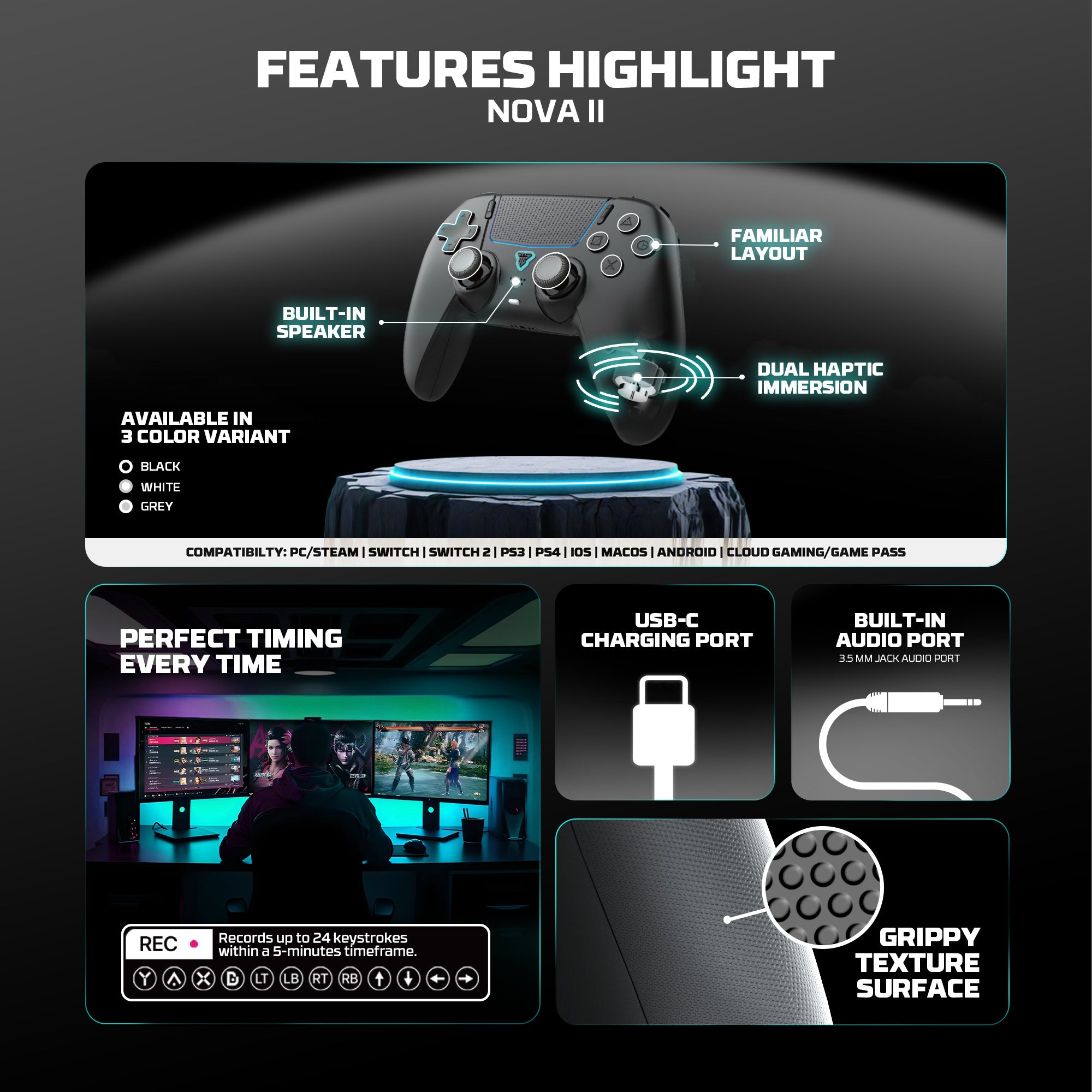 FANTECH WGP16 NOVA II Wireless GAMEPAD - Black