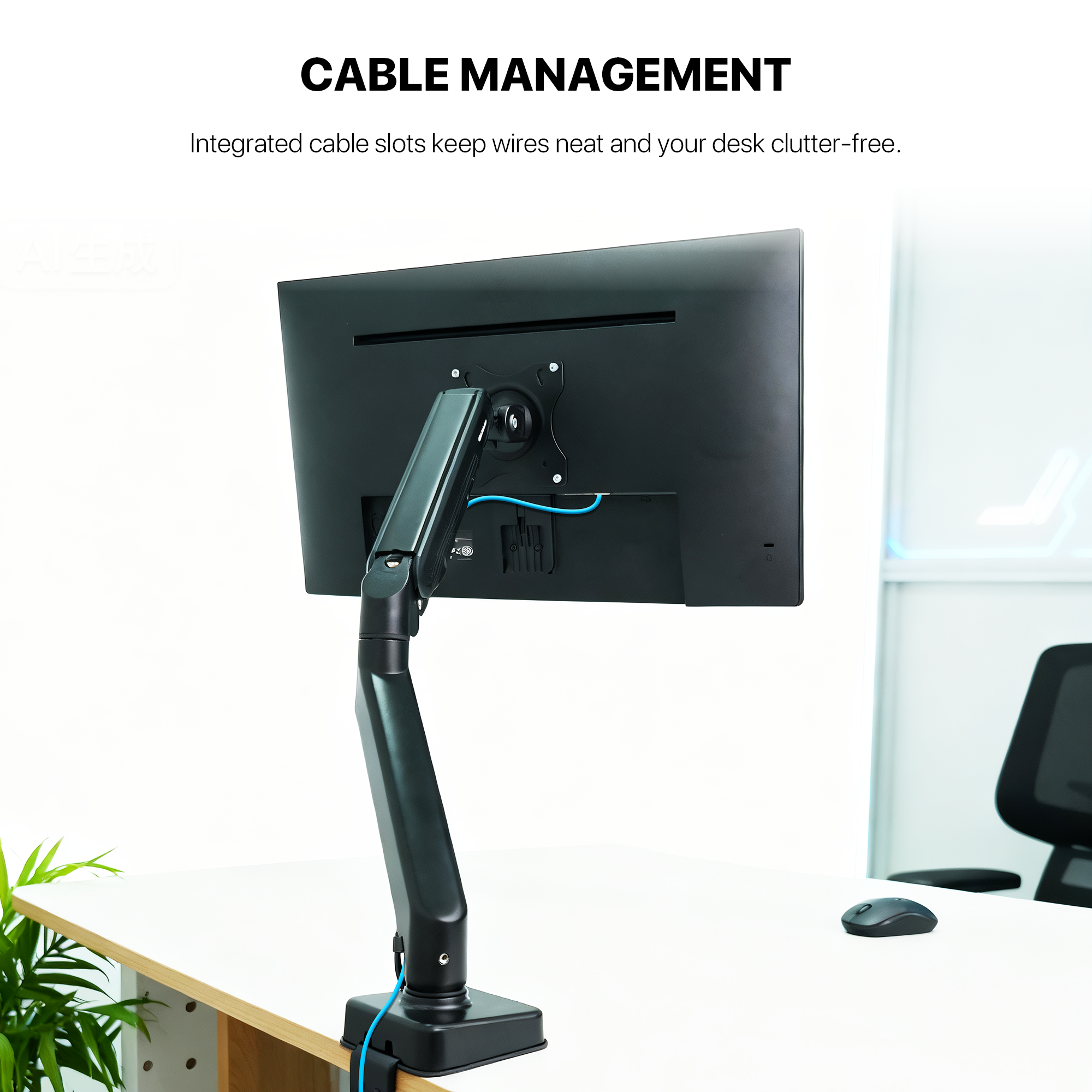 Fantech Workstation MBS1 Single-Arm Monitor Mount, 90 Degree for 13" to 32" Screen Adjustable Spring Dual Monitor Arm Bracket for Desk