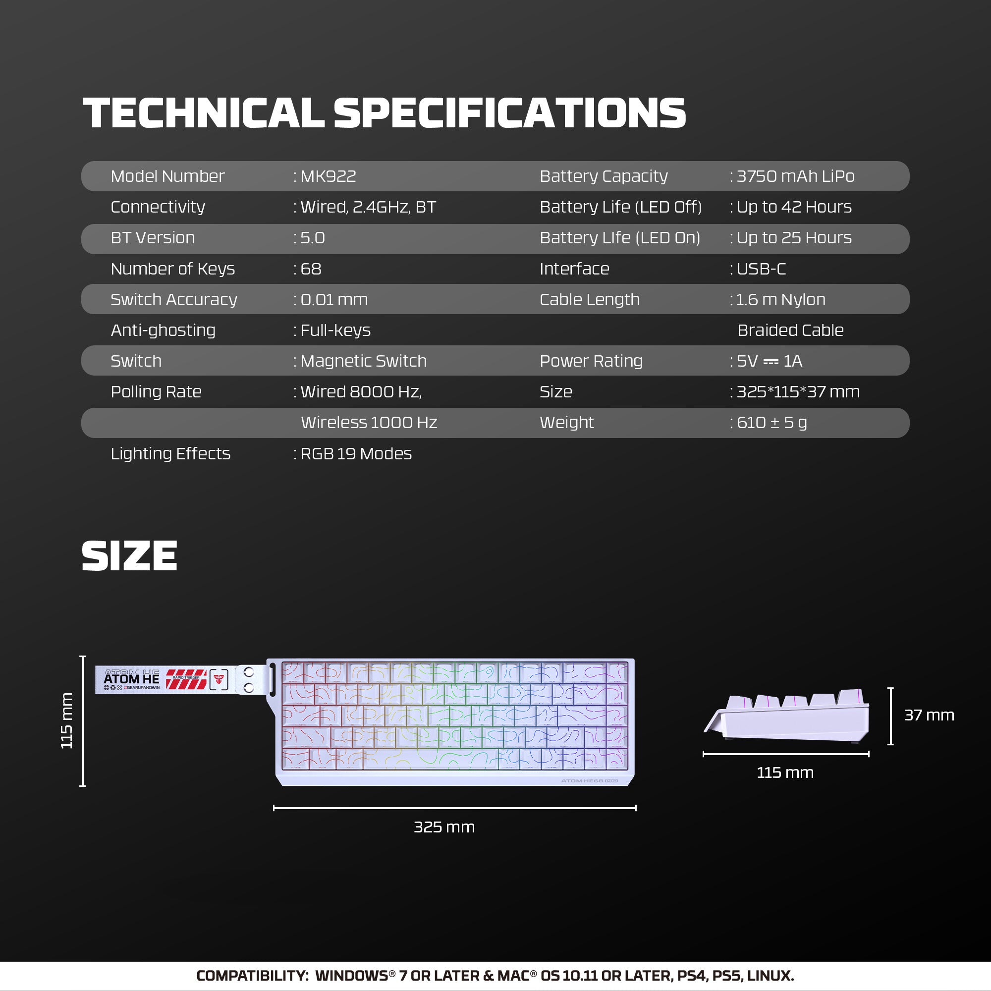 Fantech Keyboard ATOM HE68 MK922 MAGNETIC SWITCH – WHITE Fantech Keyboard ATOM HE68 MK922 MAGNETIC SWITCH – WHITE