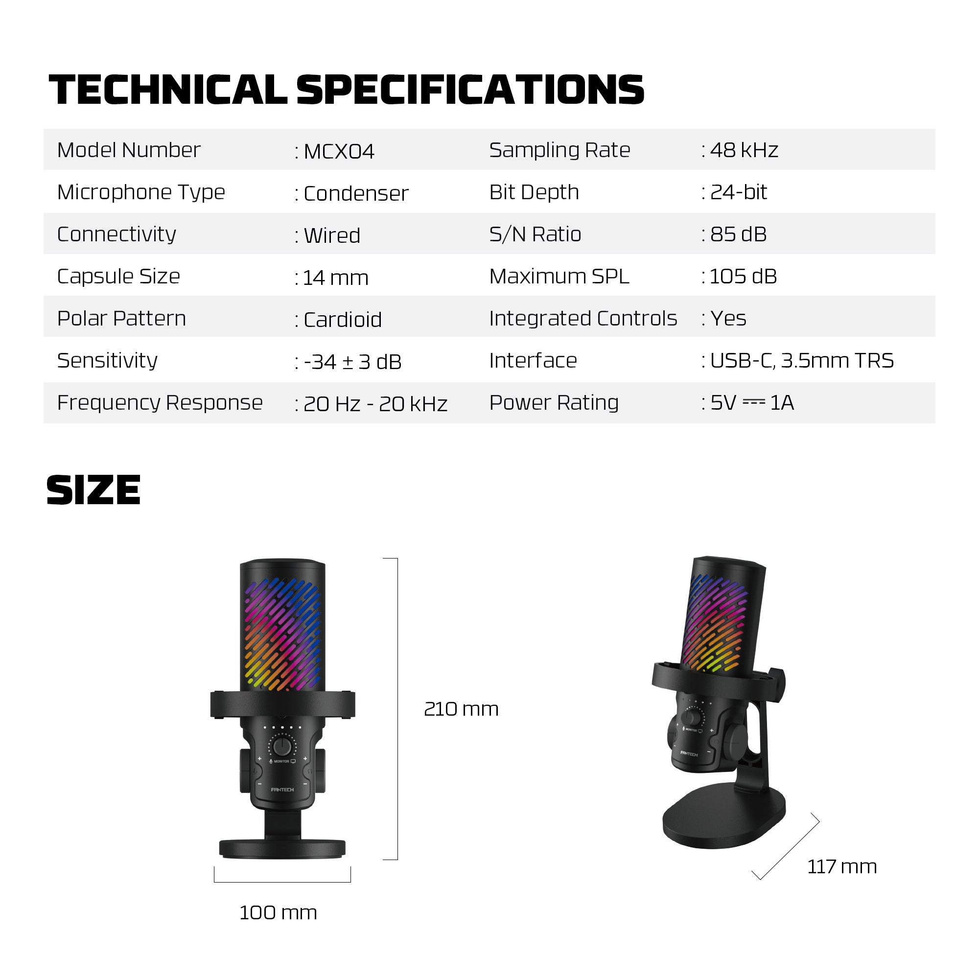 ميكروفون مكثف Fantech MCX04 Leviosa Aura