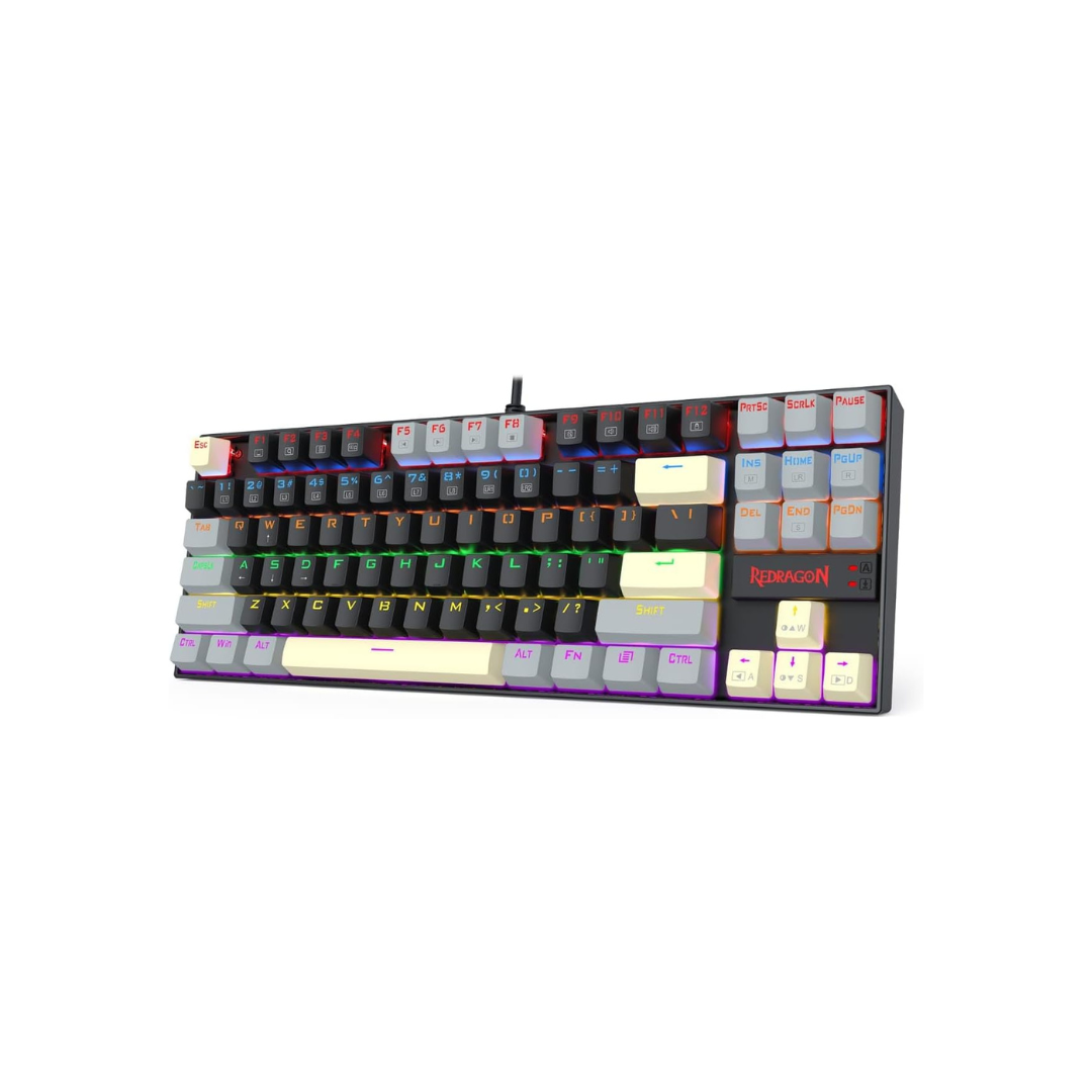 Redragon K552 Mechanical Gaming Keyboard, 87-Key Compact, LED Gaming Keyboard with Red Switches, Anti-Ghosting, Metal Frame for PC Gaming & Typing, Beginner-Friendly (Eclipse Gilded)