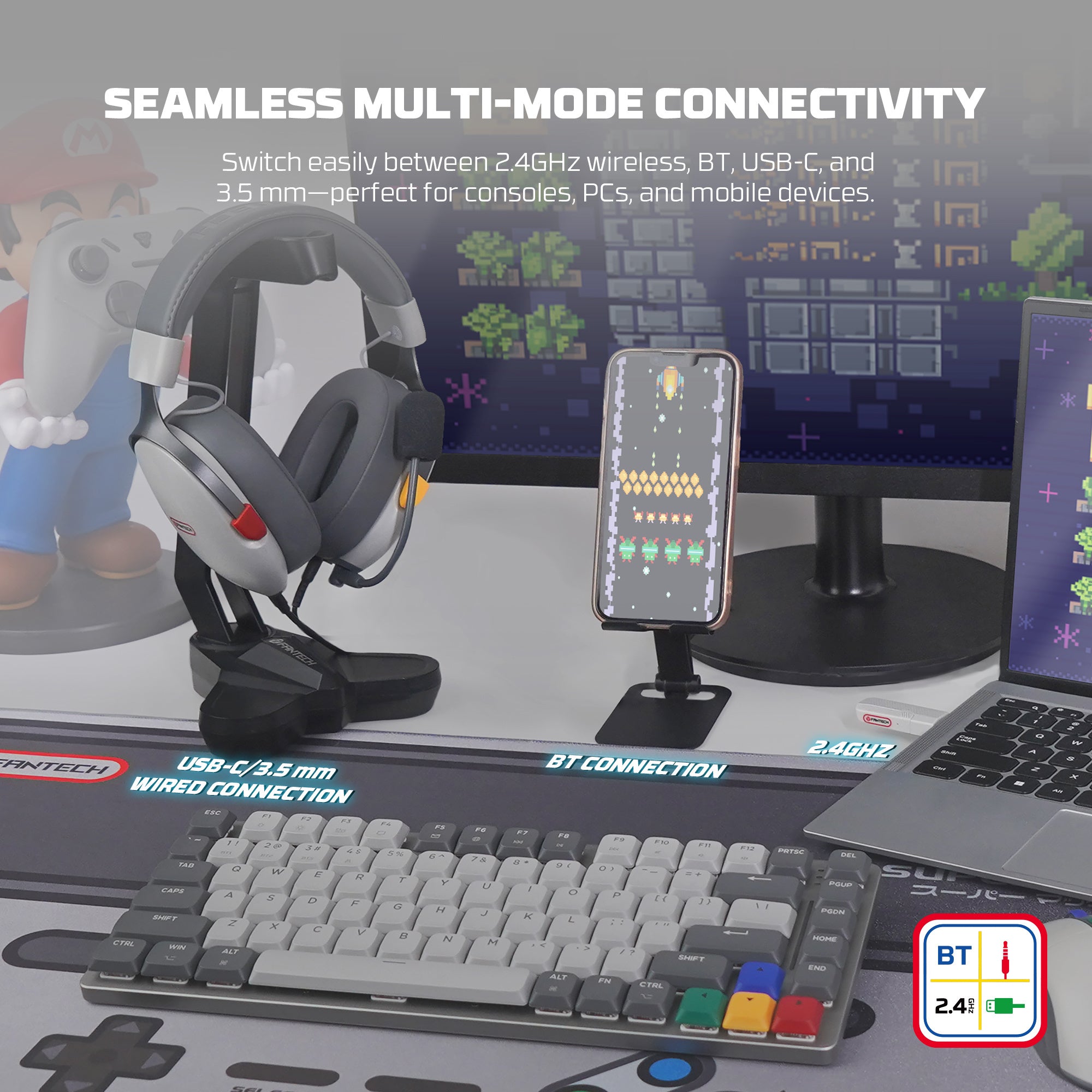 Fantech SUPER MAXFIT Carbon Pro Bluetooth Wireless Headset with Detachable Mic