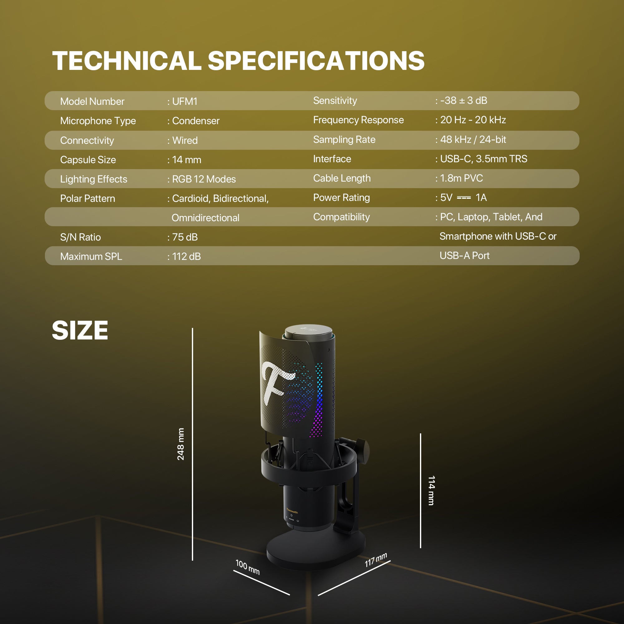 Fantech UFM1 Finecoustic SONARA Condenser Microphone Fantech UFM1 Finecoustic SONARA Condenser Microphone