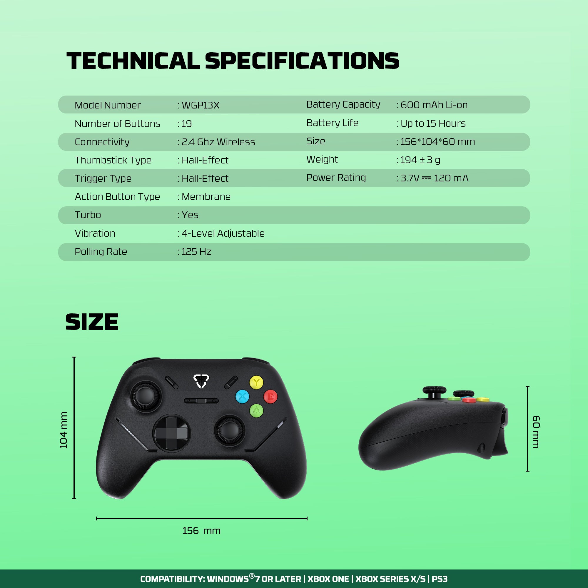 FANTECH WGP13X SHOOTER III X WIRELESS GAMING CONTROLLER BLACK